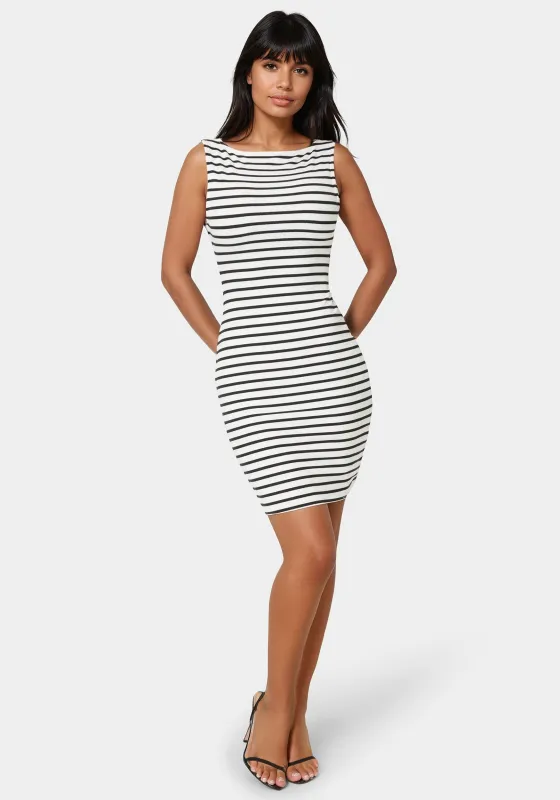 Stripe Rib Bodycon Dress made by Jump