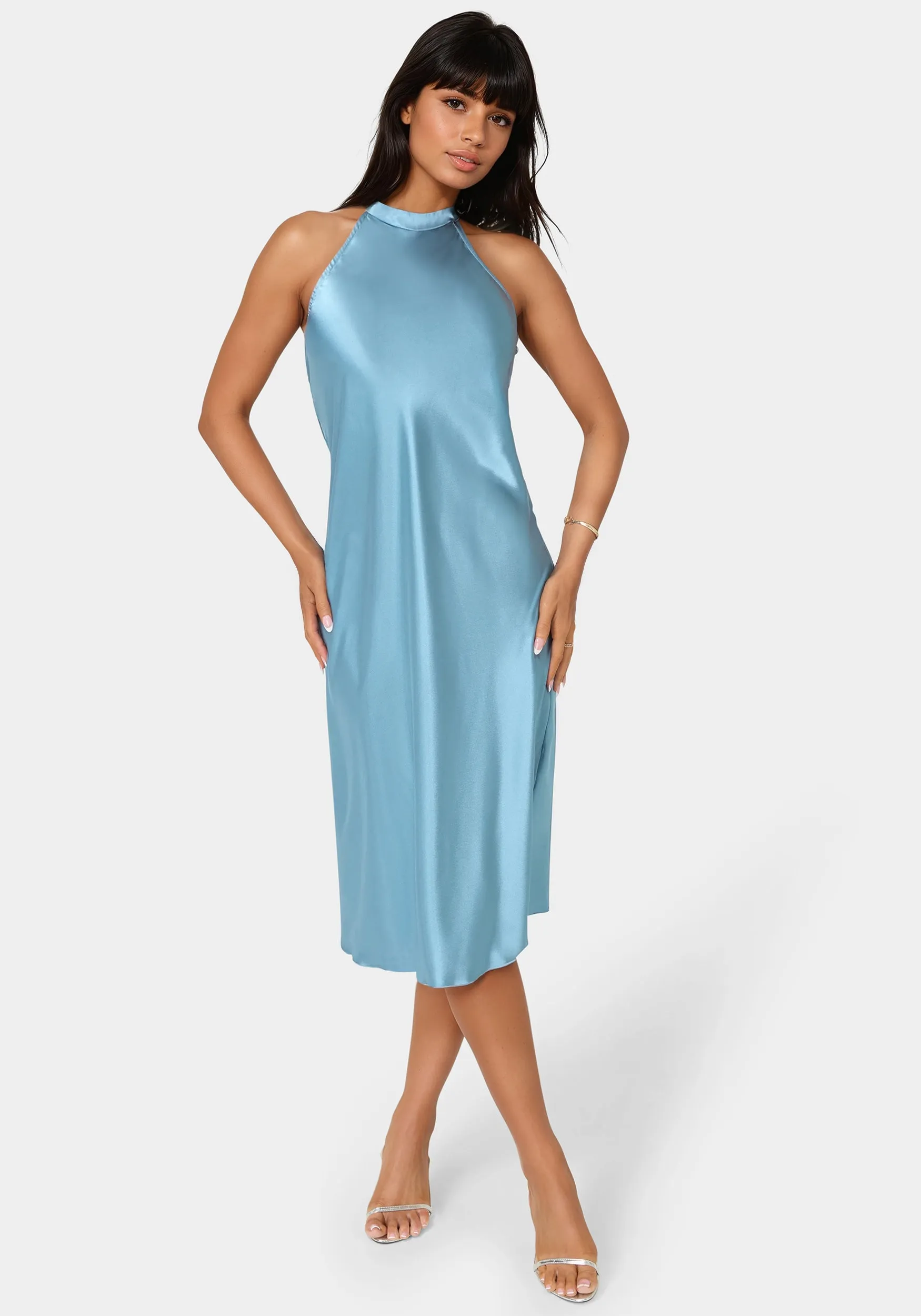 Satin Halter Dress sold by Bebe