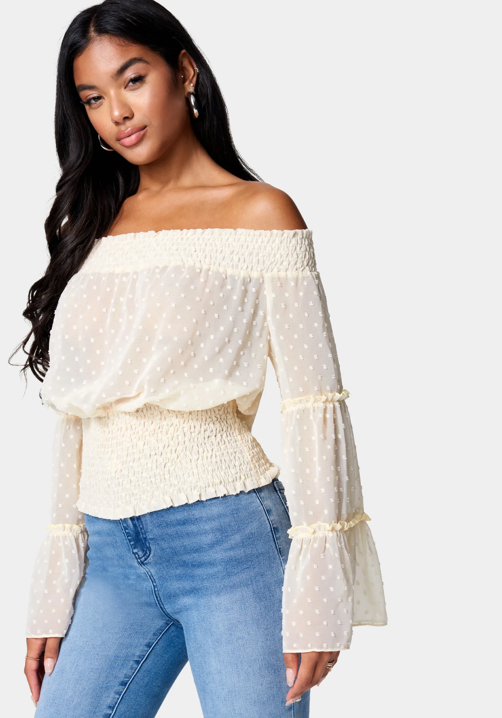Swiss Dot Bell Sleeve Blouse sold by Bebe product image thumbnail 2