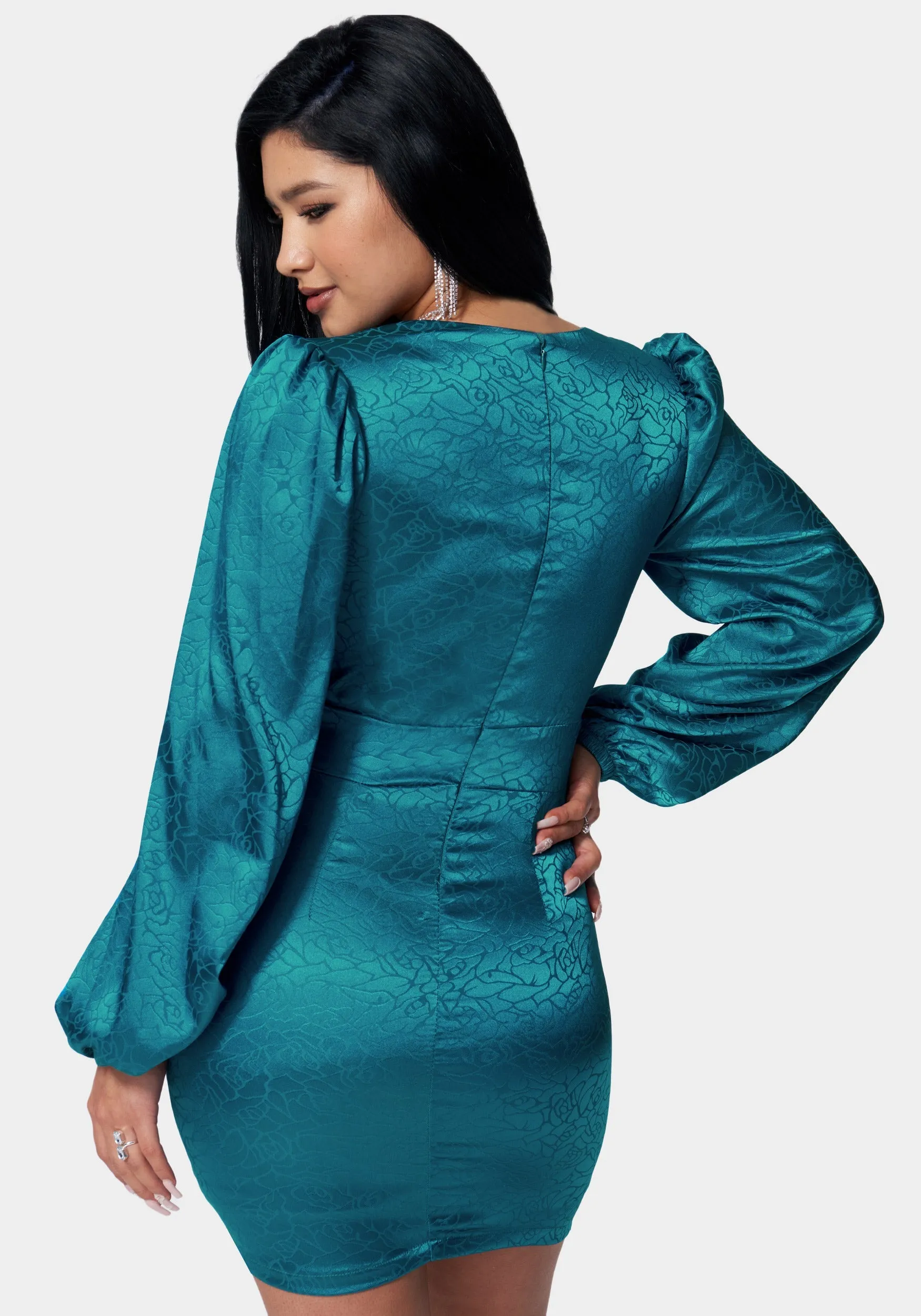 Satin Button Up Jacquard Mini Dress sold by Bebe product image thumbnail 3