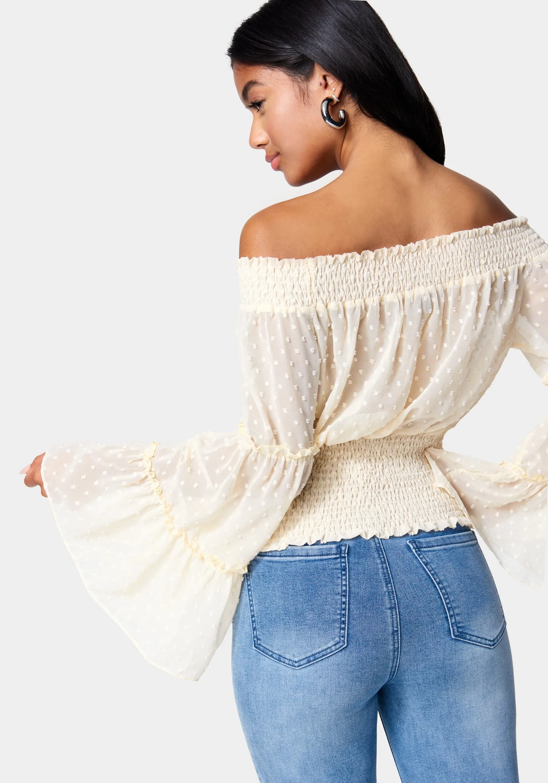 Swiss Dot Bell Sleeve Blouse sold by Bebe product image thumbnail 3