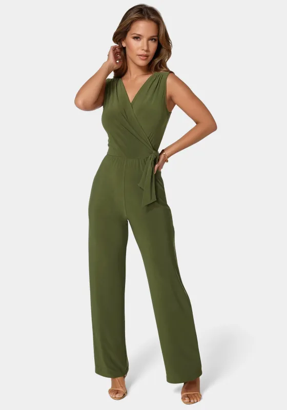 Jersey Wrap Tie Jumpsuit sold by Bebe
