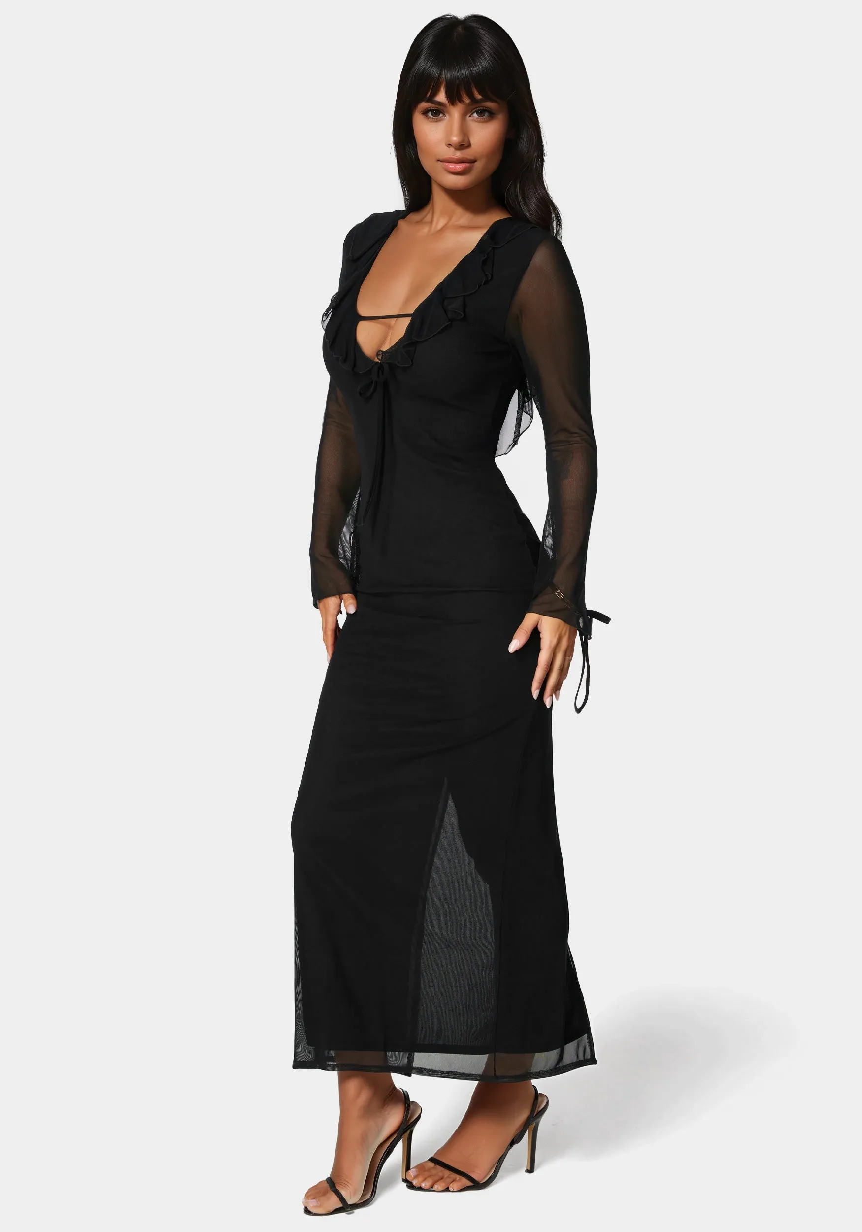 Ruffle Detail Mesh Maxi Dress sold by Bebe product image thumbnail 2