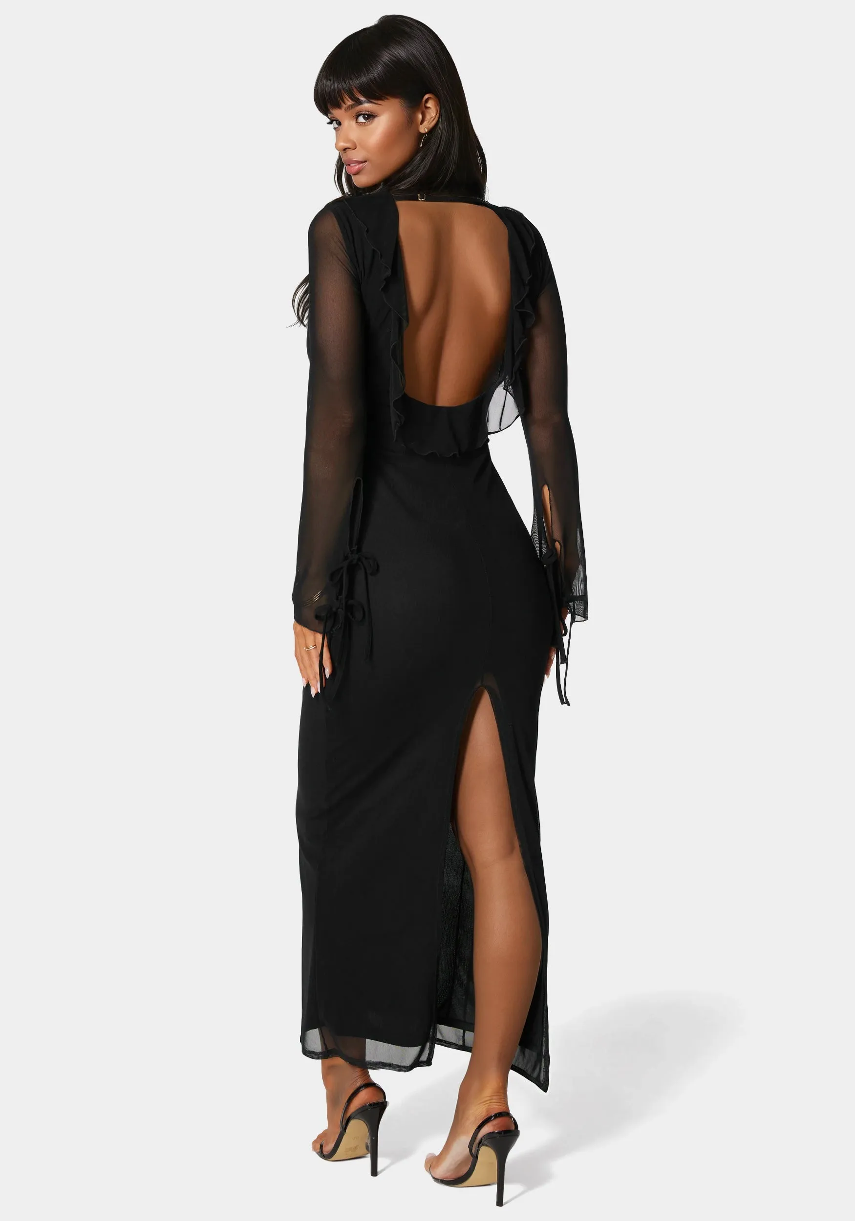 Ruffle Detail Mesh Maxi Dress sold by Bebe product image thumbnail 4