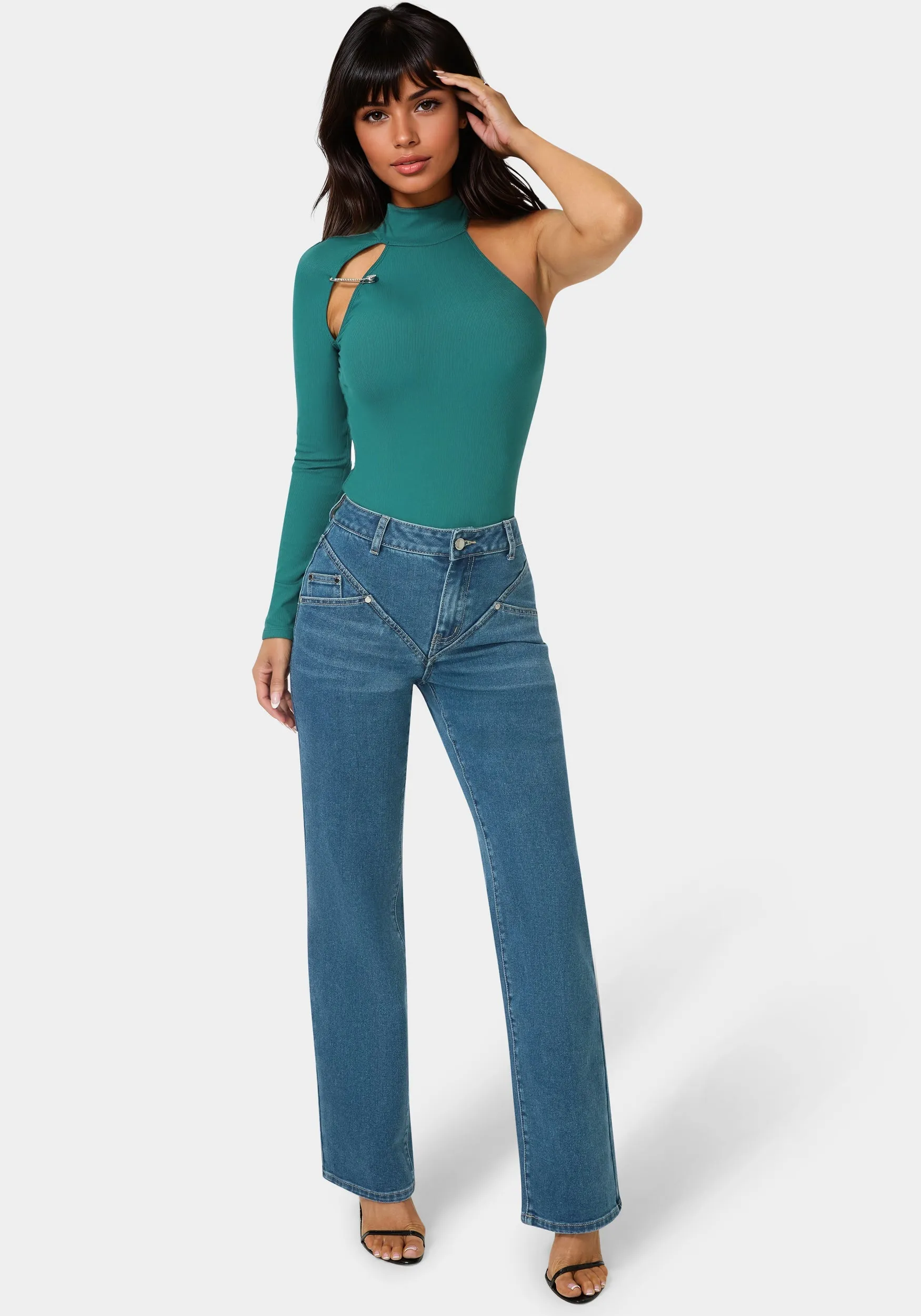 Natural Waist V Cut Straight Leg Jeans sold by Bebe product image thumbnail 2