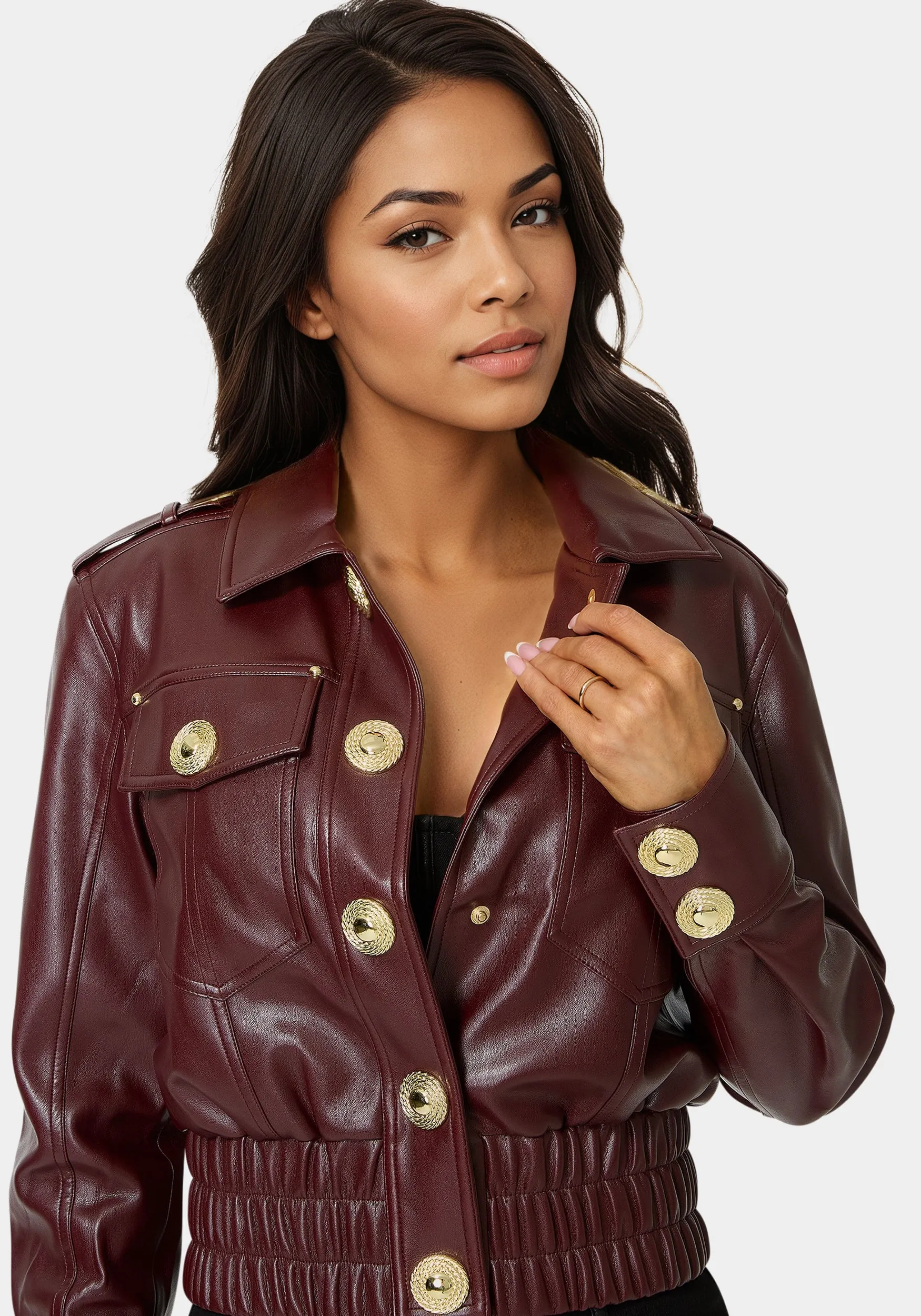 Cropped Vegan Leather Jacket sold by Bebe product image thumbnail 3