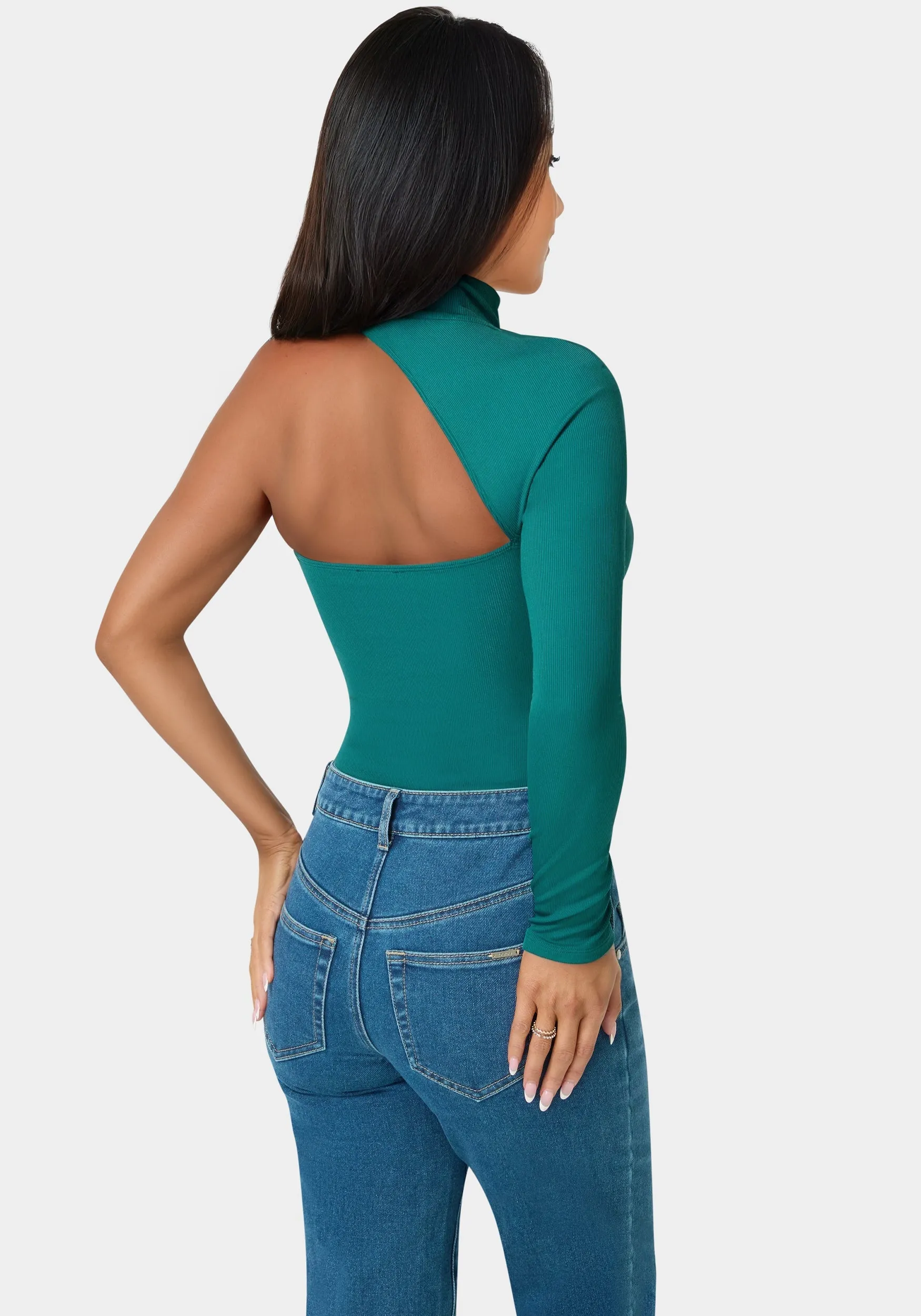 Power Rib One Sleeve Bodysuit sold by Bebe product image thumbnail 3