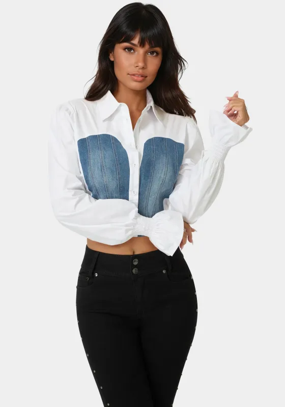 Poplin Denim Top sold by Bebe