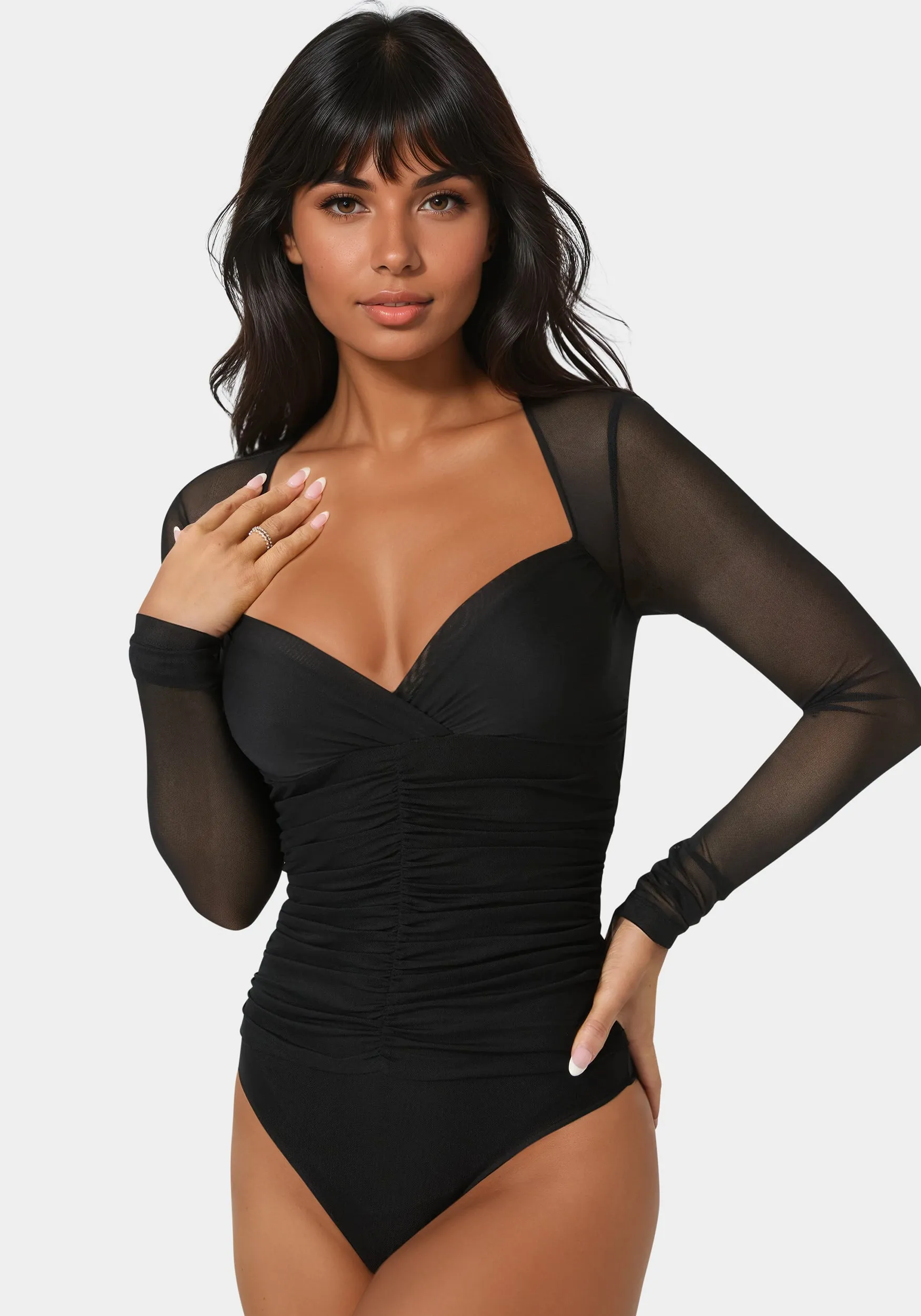 Shirred Mesh Bodysuit sold by Bebe product image thumbnail 2