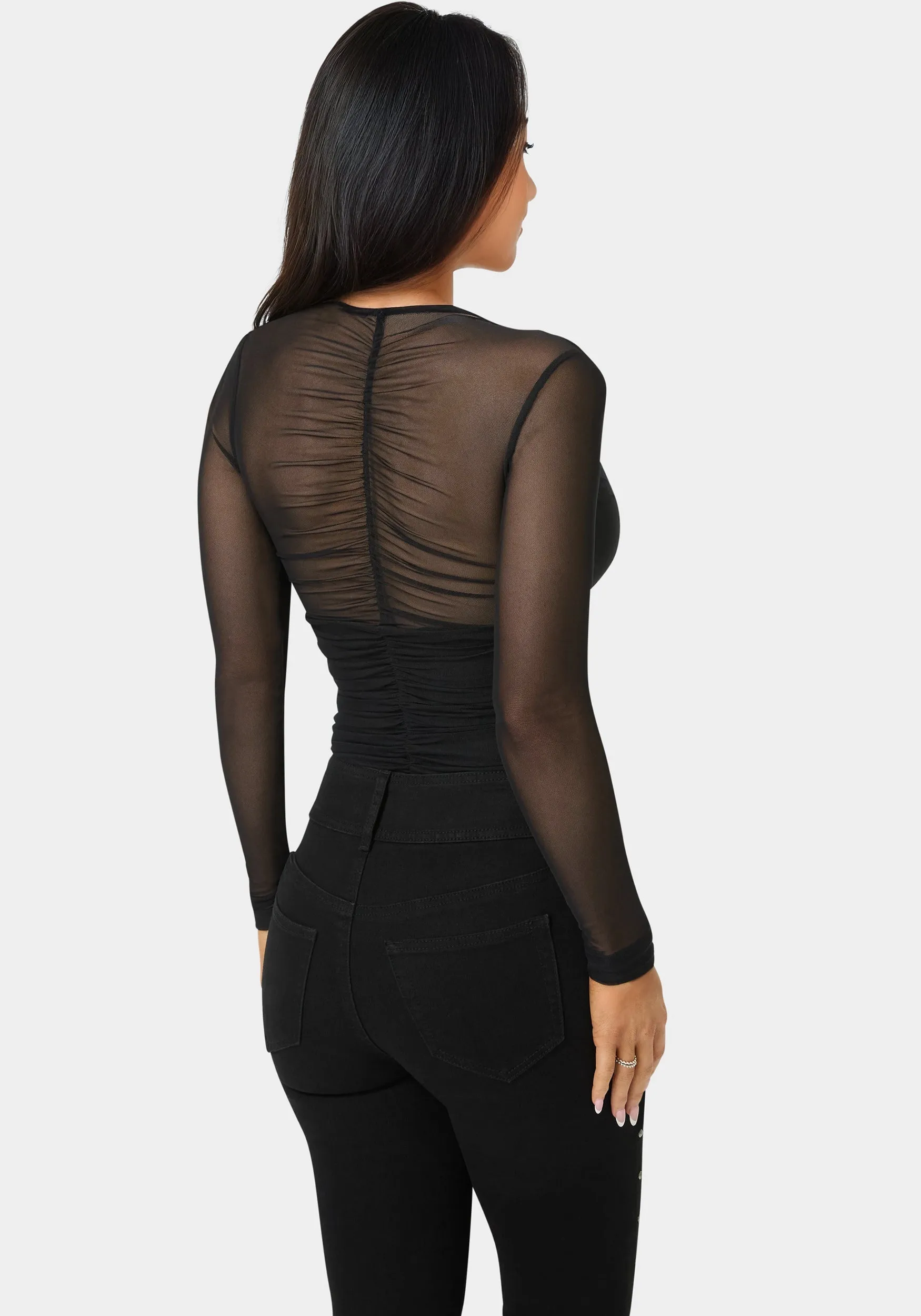 Shirred Mesh Bodysuit sold by Bebe product image thumbnail 4