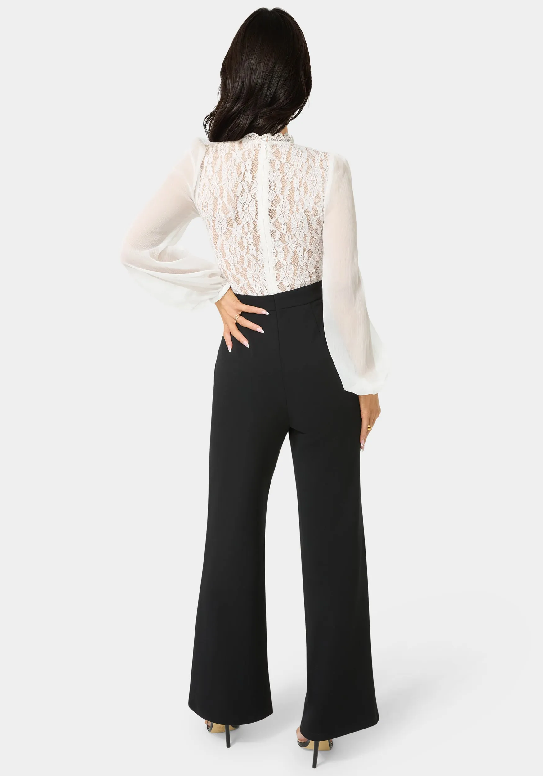 Lace Top Straight Leg Jumpsuit sold by Bebe product image thumbnail 4