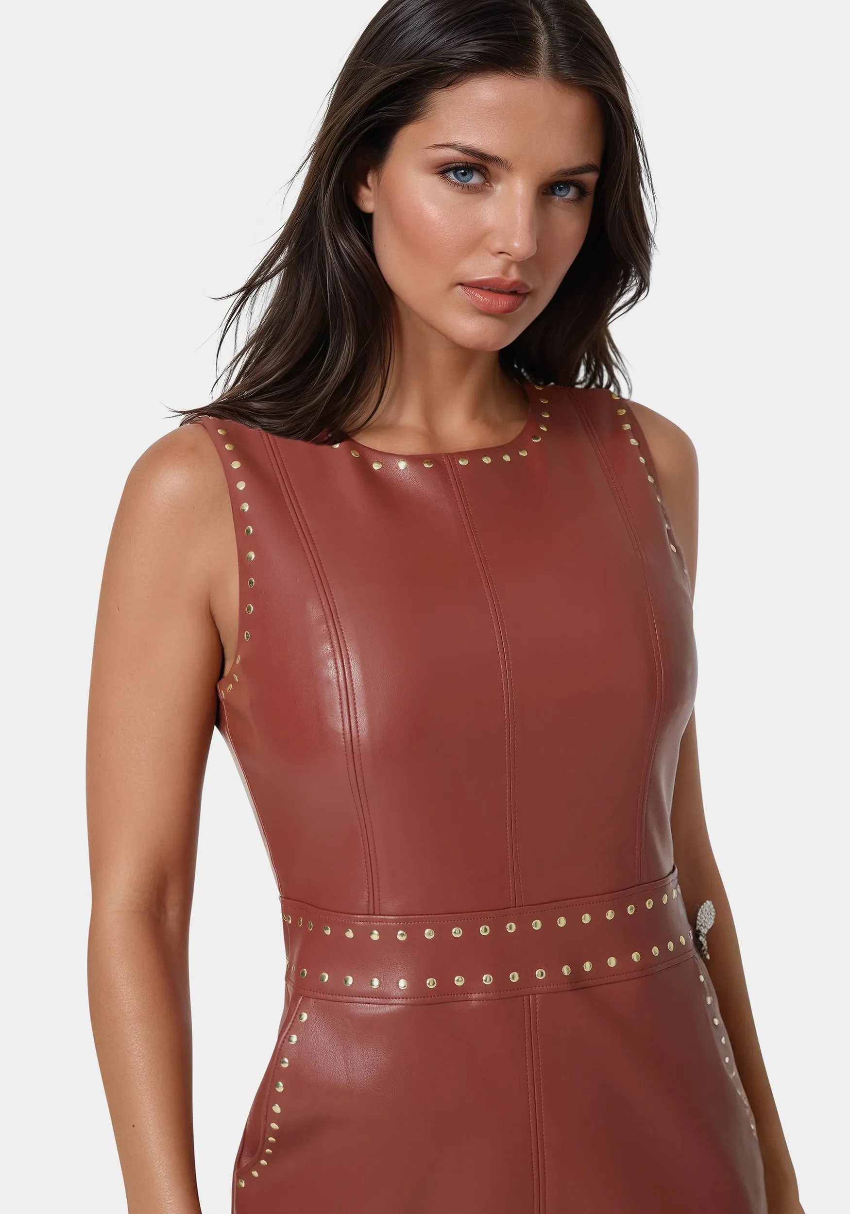 Faux Leather Stud Seam Dress sold by Bebe product image thumbnail 3