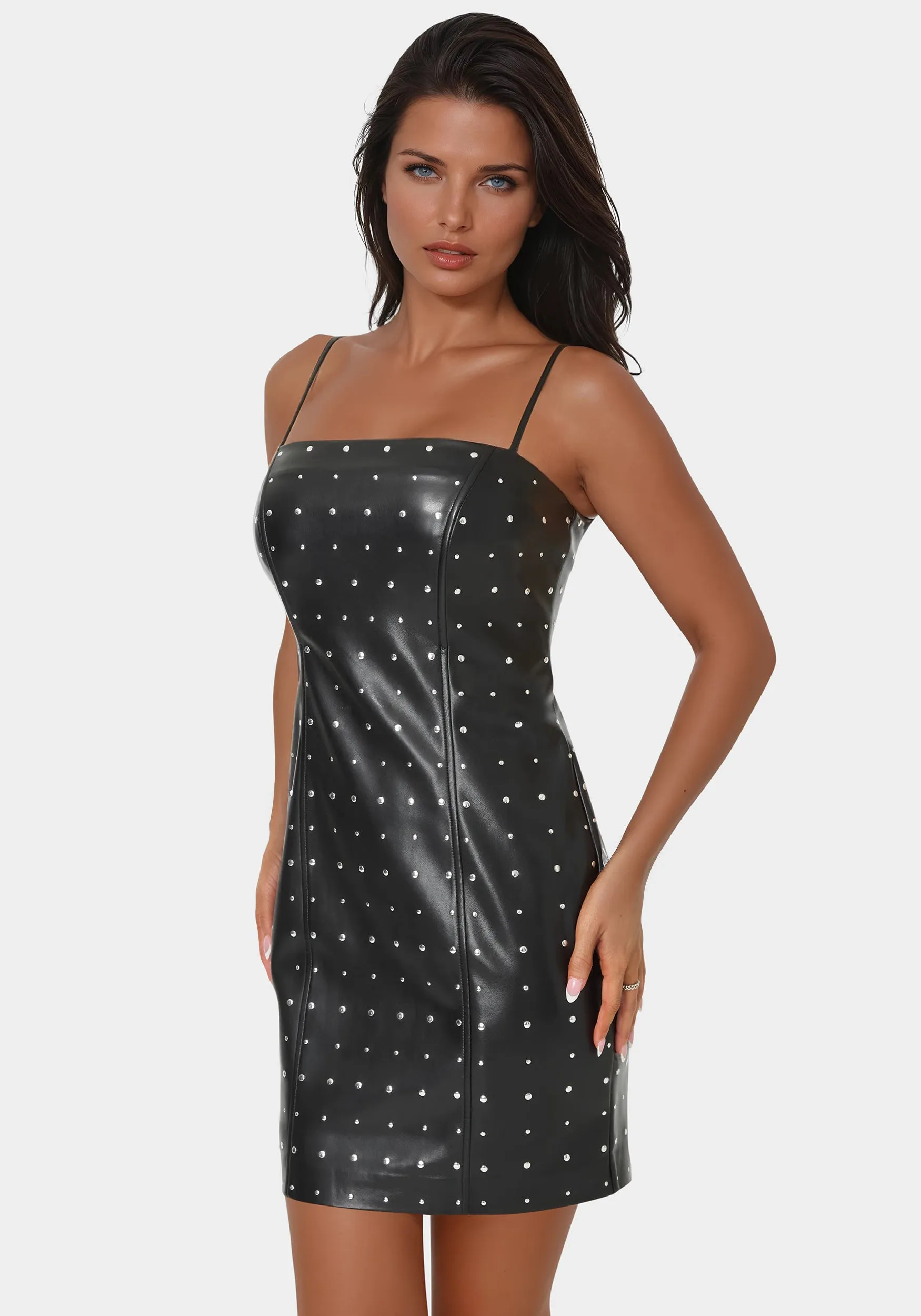 Faux Leather Stud Mini Dress sold by Bebe product image thumbnail 2