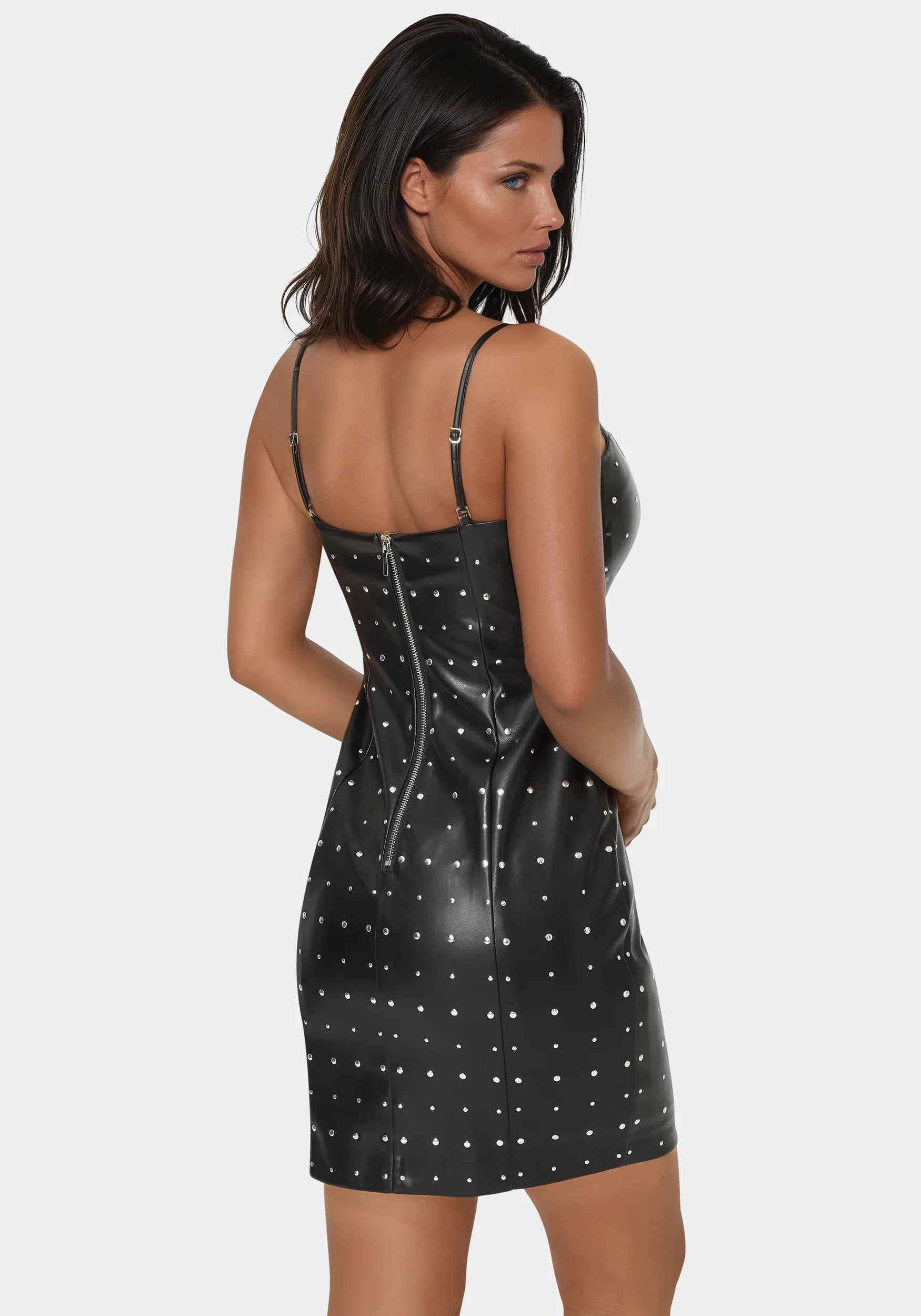 Faux Leather Stud Mini Dress sold by Bebe product image thumbnail 4