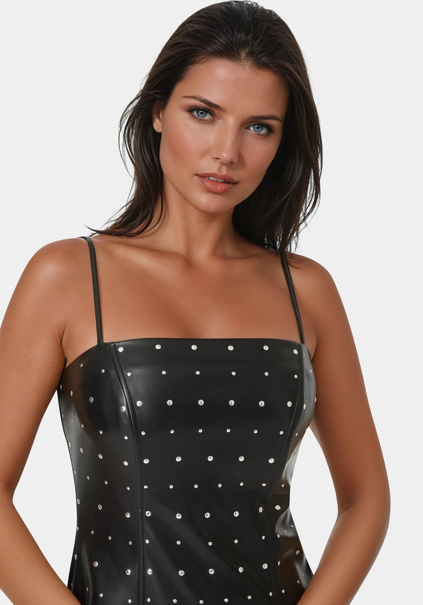Faux Leather Stud Mini Dress sold by Bebe product image thumbnail 3