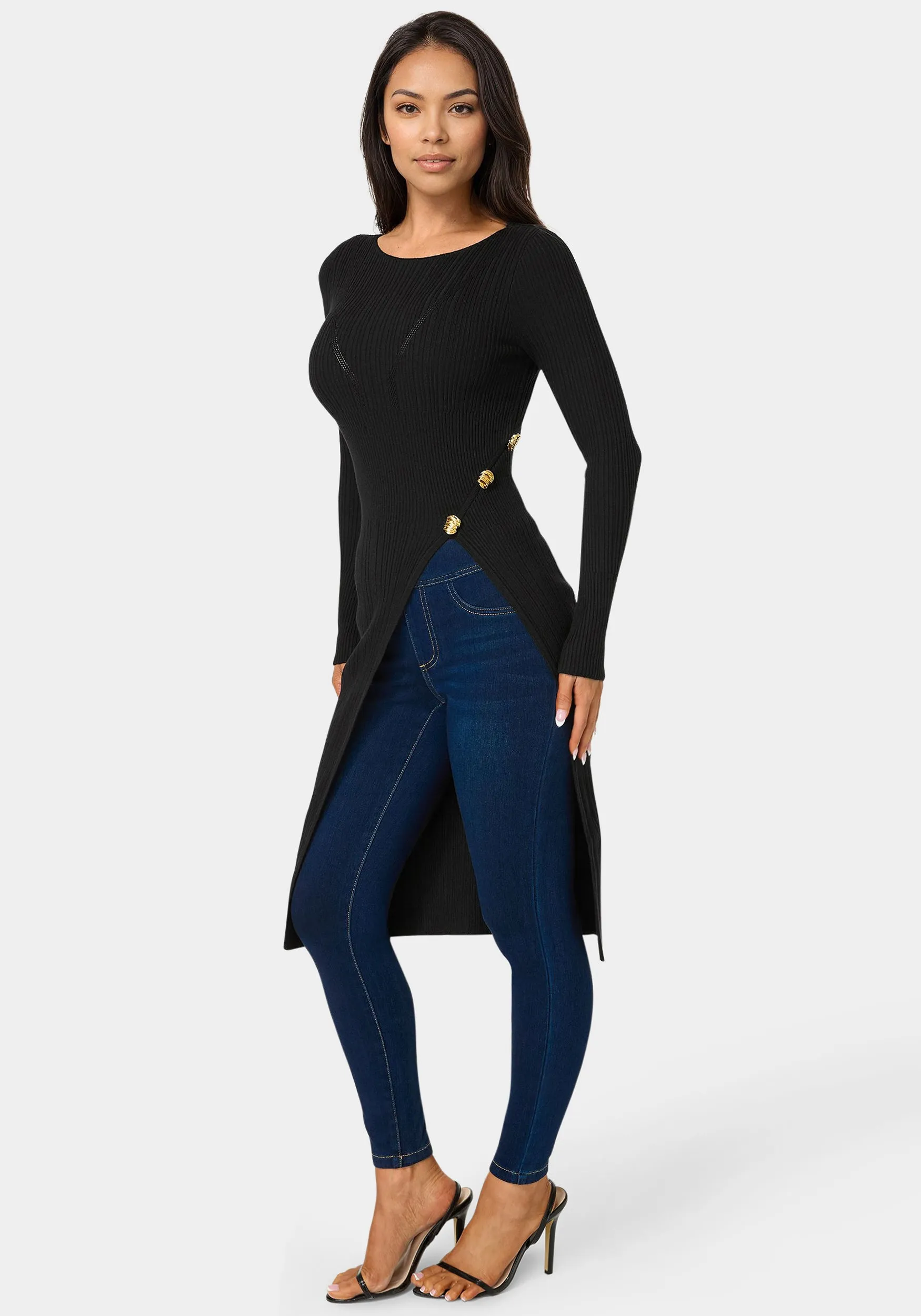 Long Body Side Slit Sweater sold by Bebe product image thumbnail 2