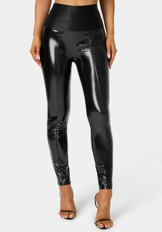 High Waist Elastic Waistband Shiny Vegan Leather Legging sold by Bebe
