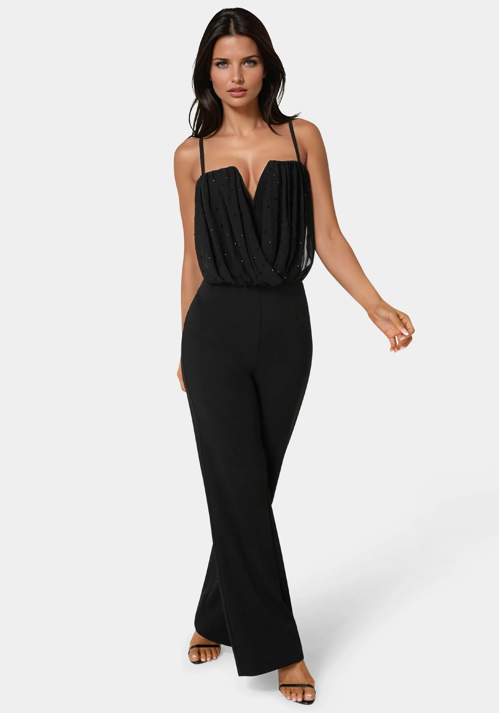 Embellished Flared Leg Jumpsuit sold by Bebe