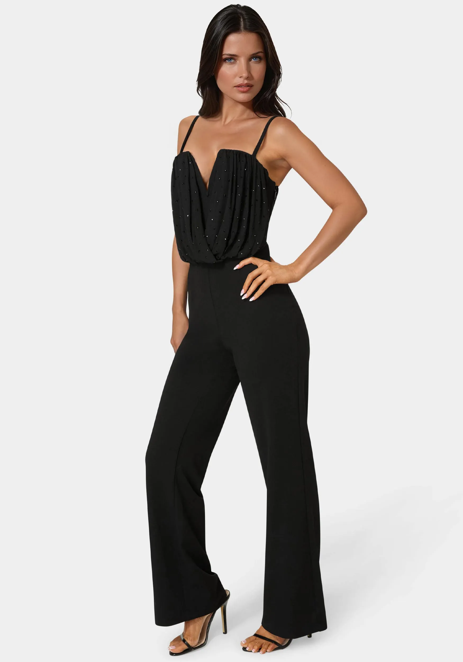 Embellished Flared Leg Jumpsuit sold by Bebe product image thumbnail 2