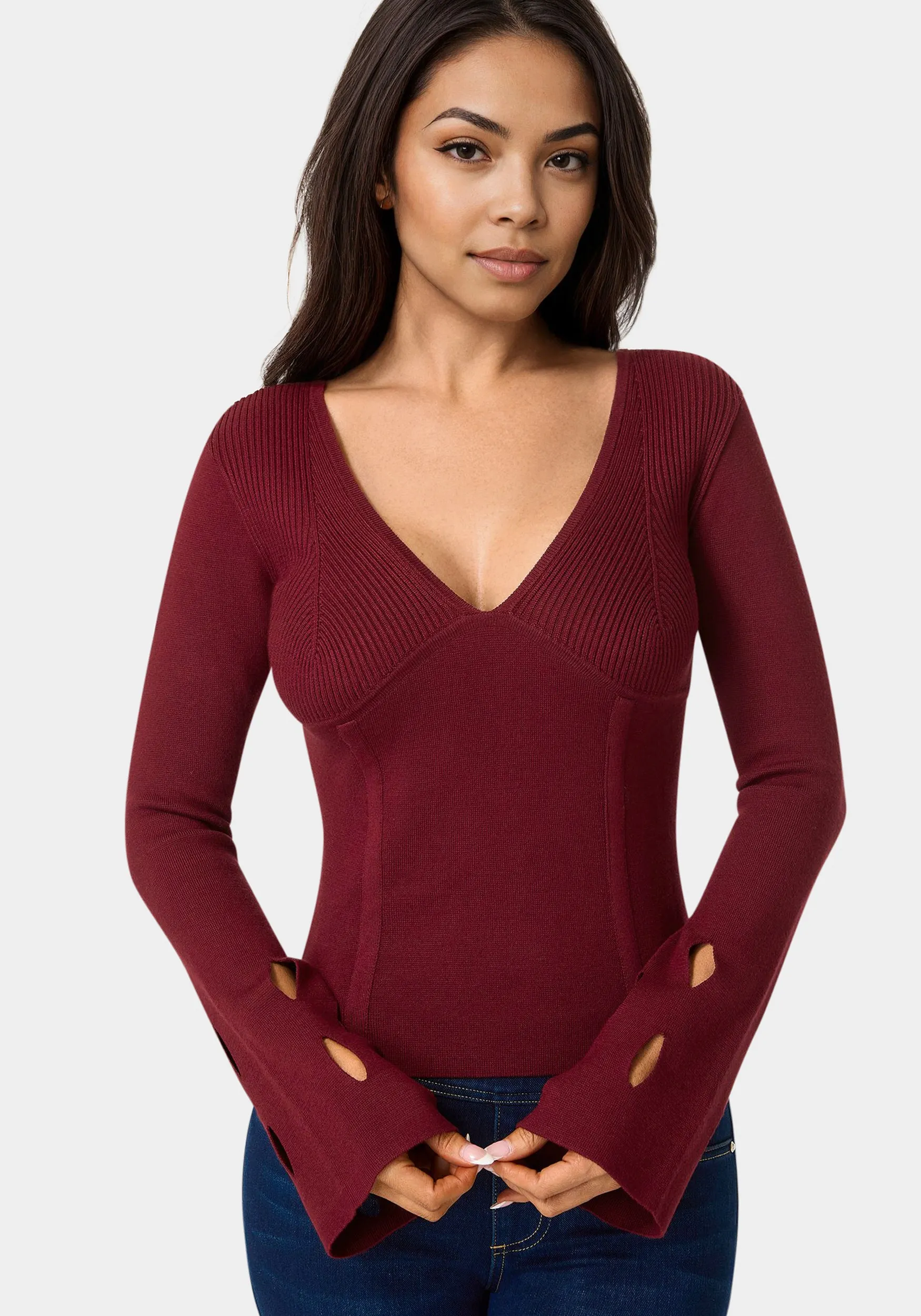 Cut Out Sleeve Detail Sweater sold by Bebe product image thumbnail 3