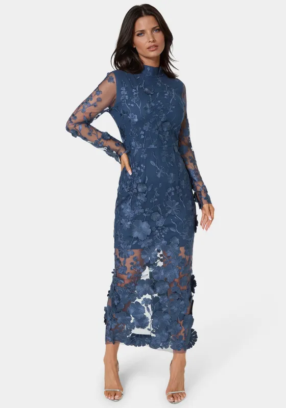 3D Floral Mockneck Midi Dress sold by Bebe