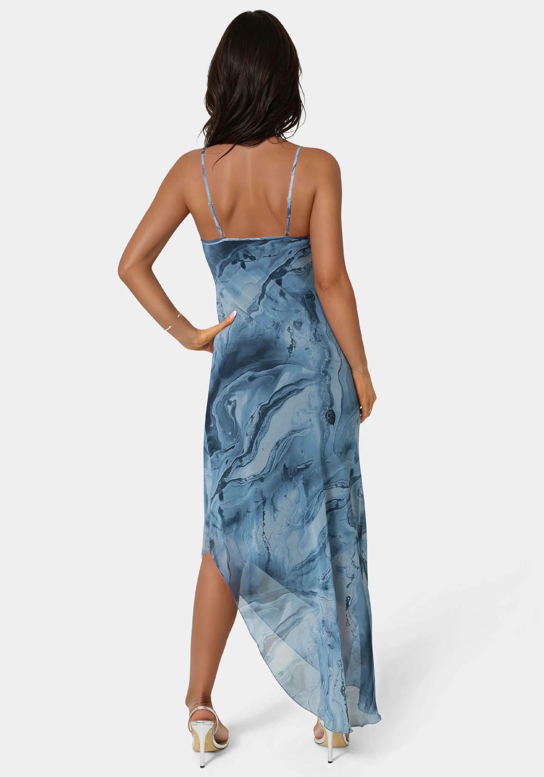 Printed Chiffon Cowl Asymmetrical Maxi Dress sold by Bebe product image thumbnail 4