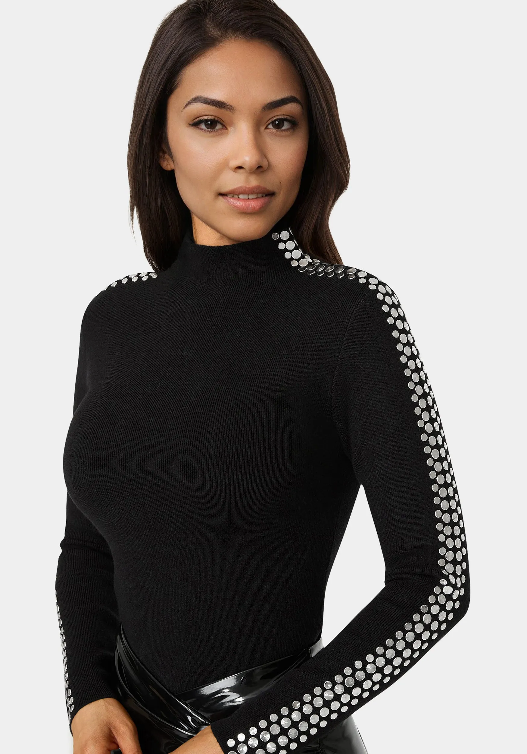 Studded Long Sleeve Sweater sold by Bebe product image thumbnail 4