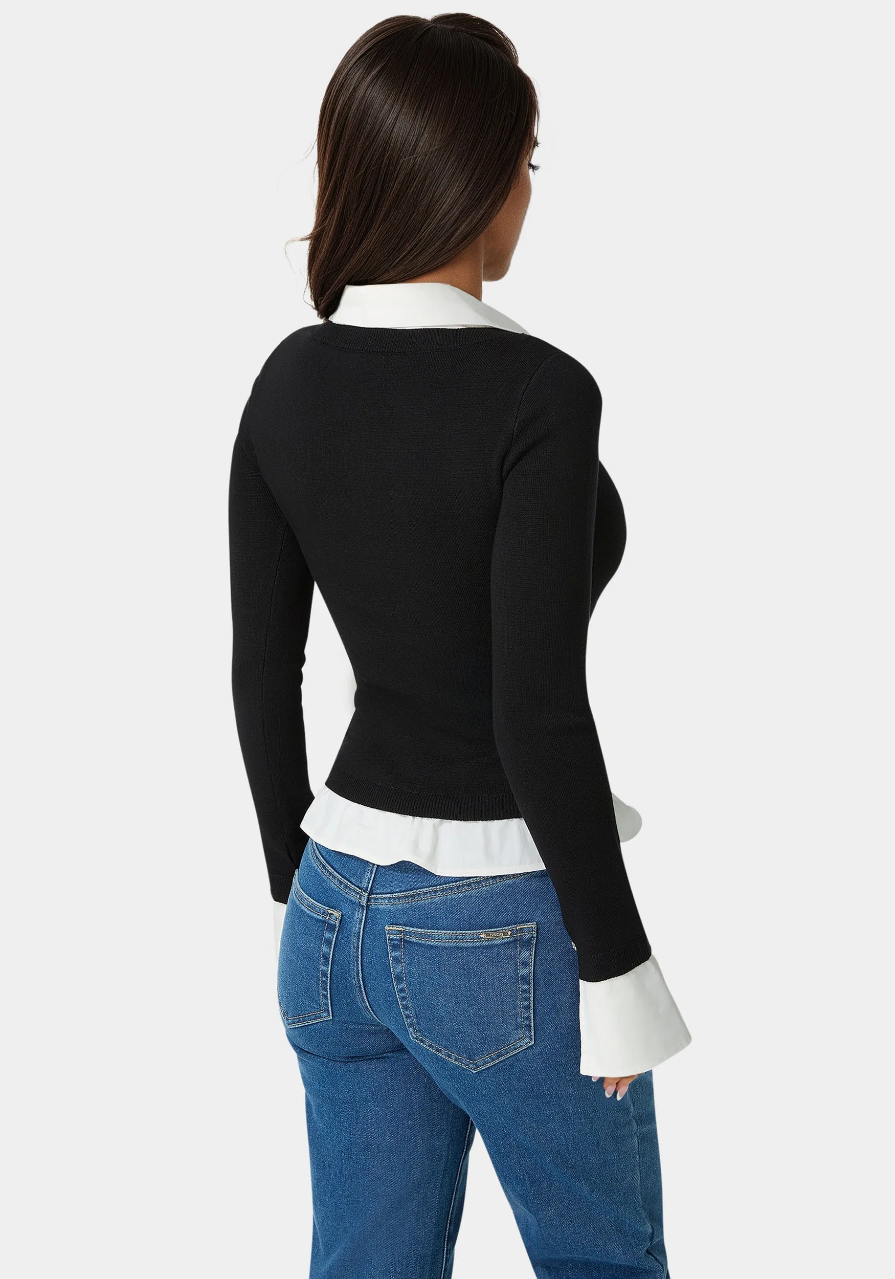 Poplin Combo Fooler Sweater sold by Bebe product image thumbnail 3