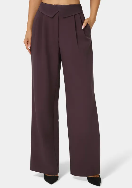 Tailored Foldover Waistband Wide Leg Pant sold by Bebe