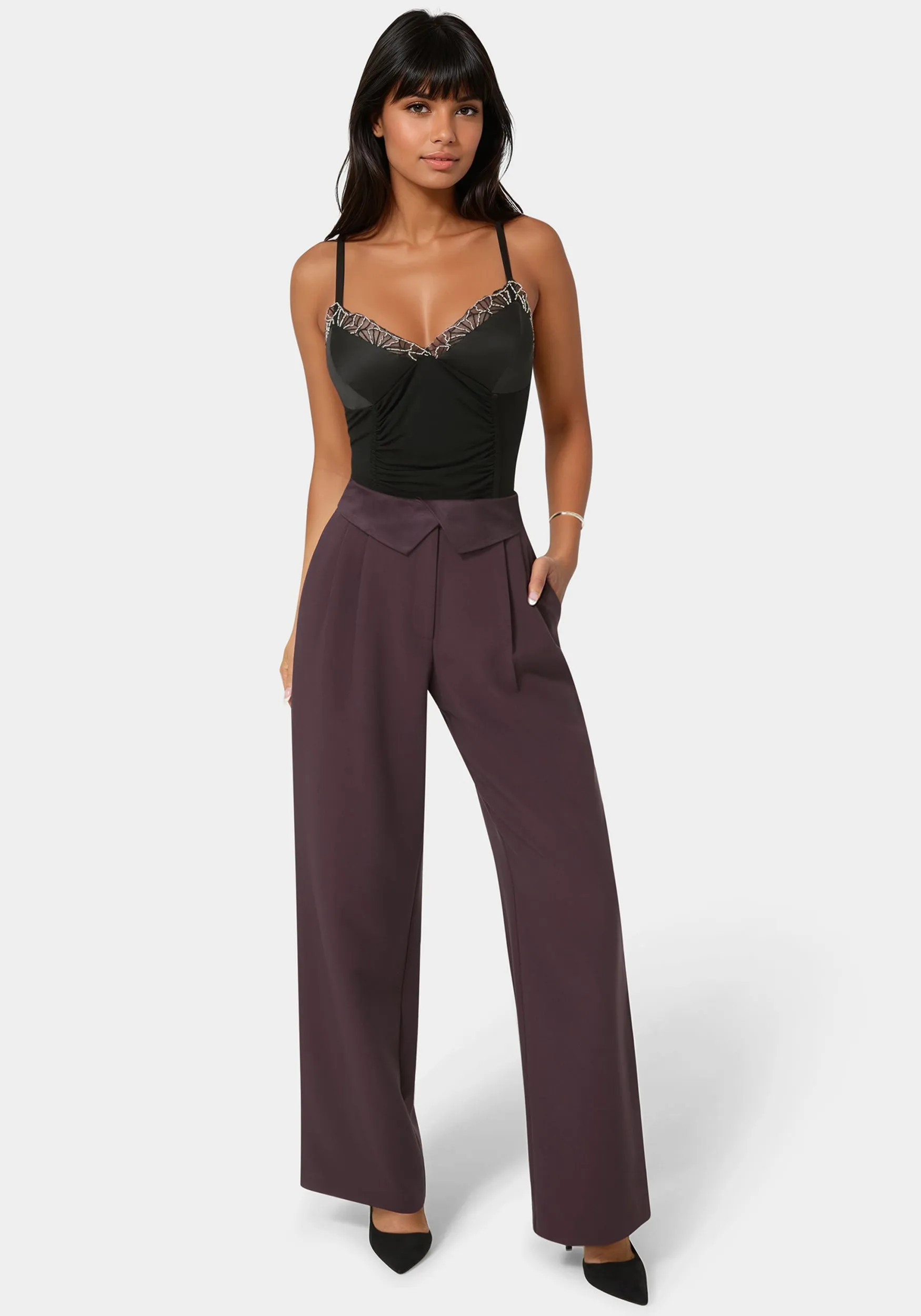 Tailored Foldover Waistband Wide Leg Pant sold by Bebe product image thumbnail 2