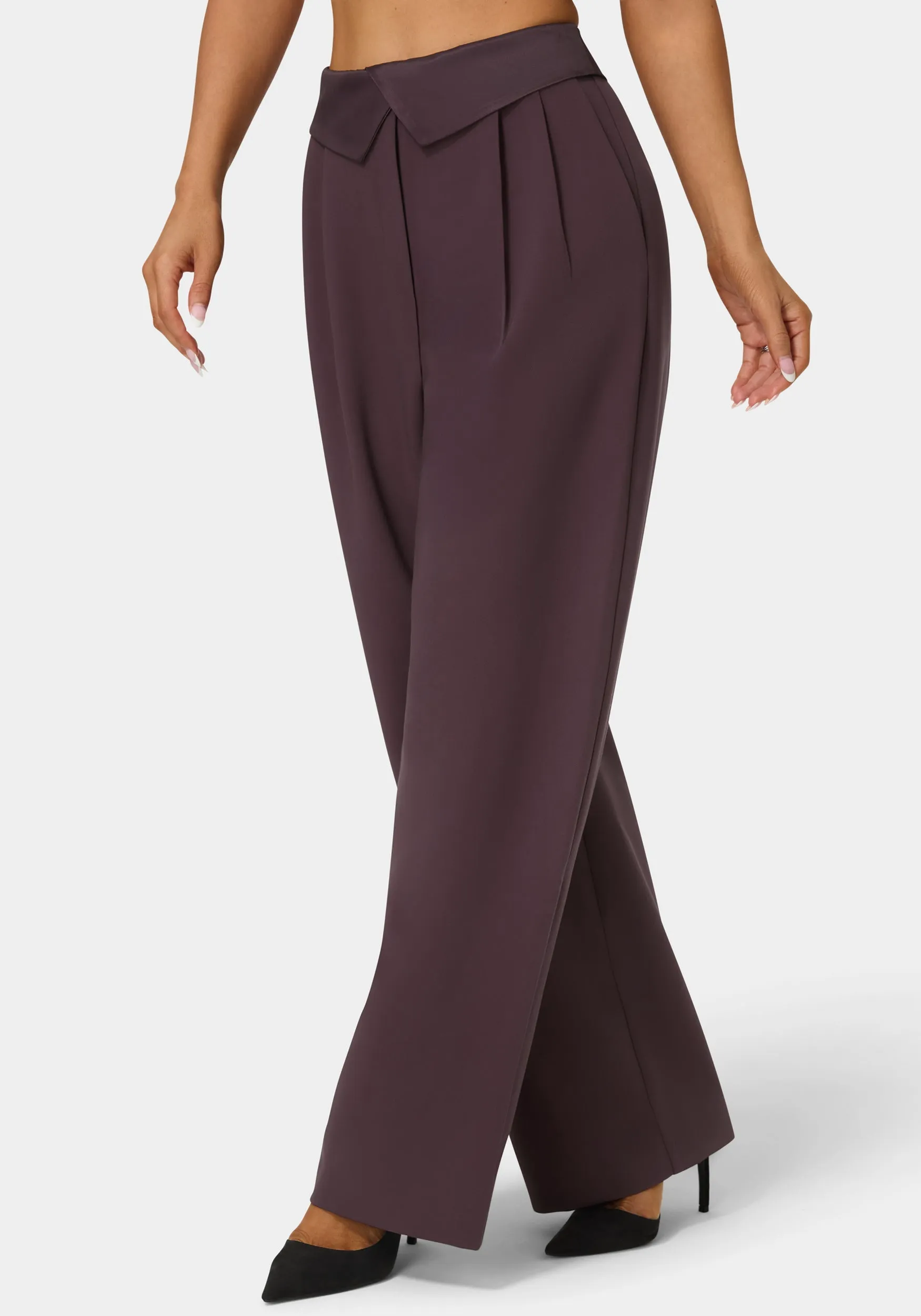 Tailored Foldover Waistband Wide Leg Pant sold by Bebe product image thumbnail 3