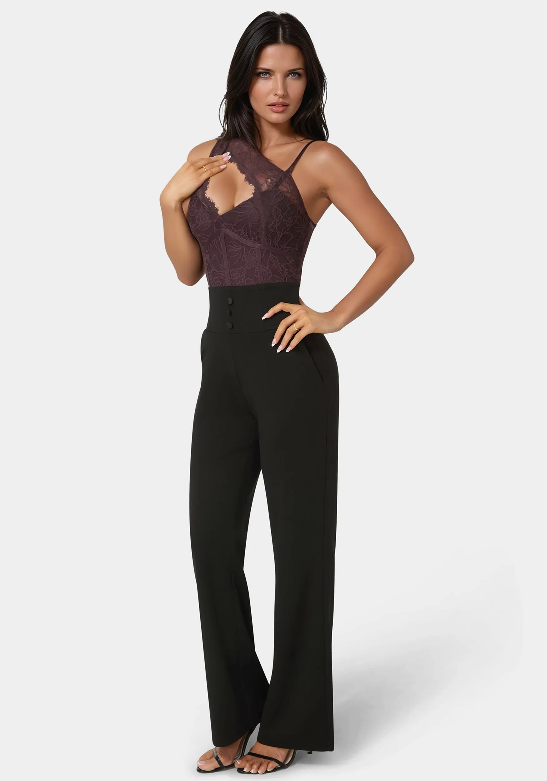 Asymmetric Fooler Lace Jumpsuit sold by Bebe product image thumbnail 2