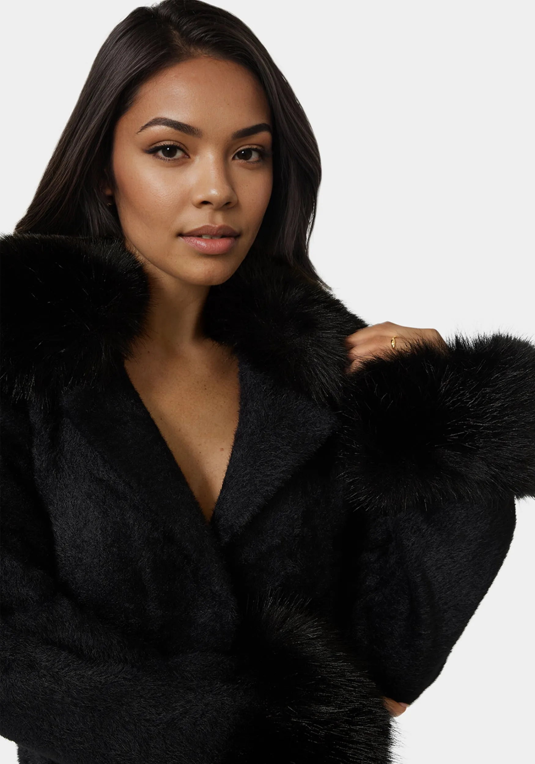 Faux Fur Collar And Cuff Long Coat sold by Bebe product image thumbnail 5