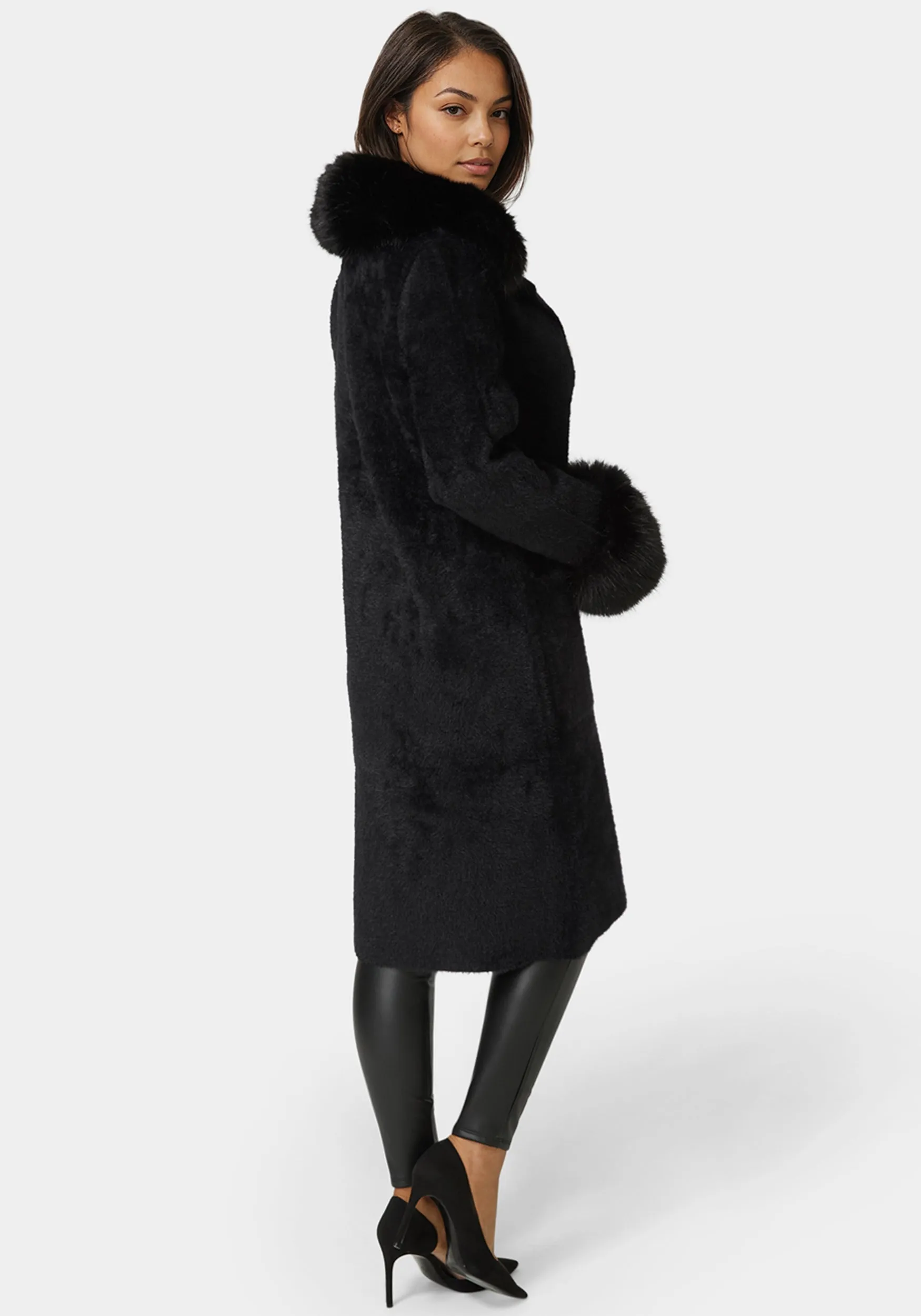 Faux Fur Collar And Cuff Long Coat sold by Bebe product image thumbnail 3