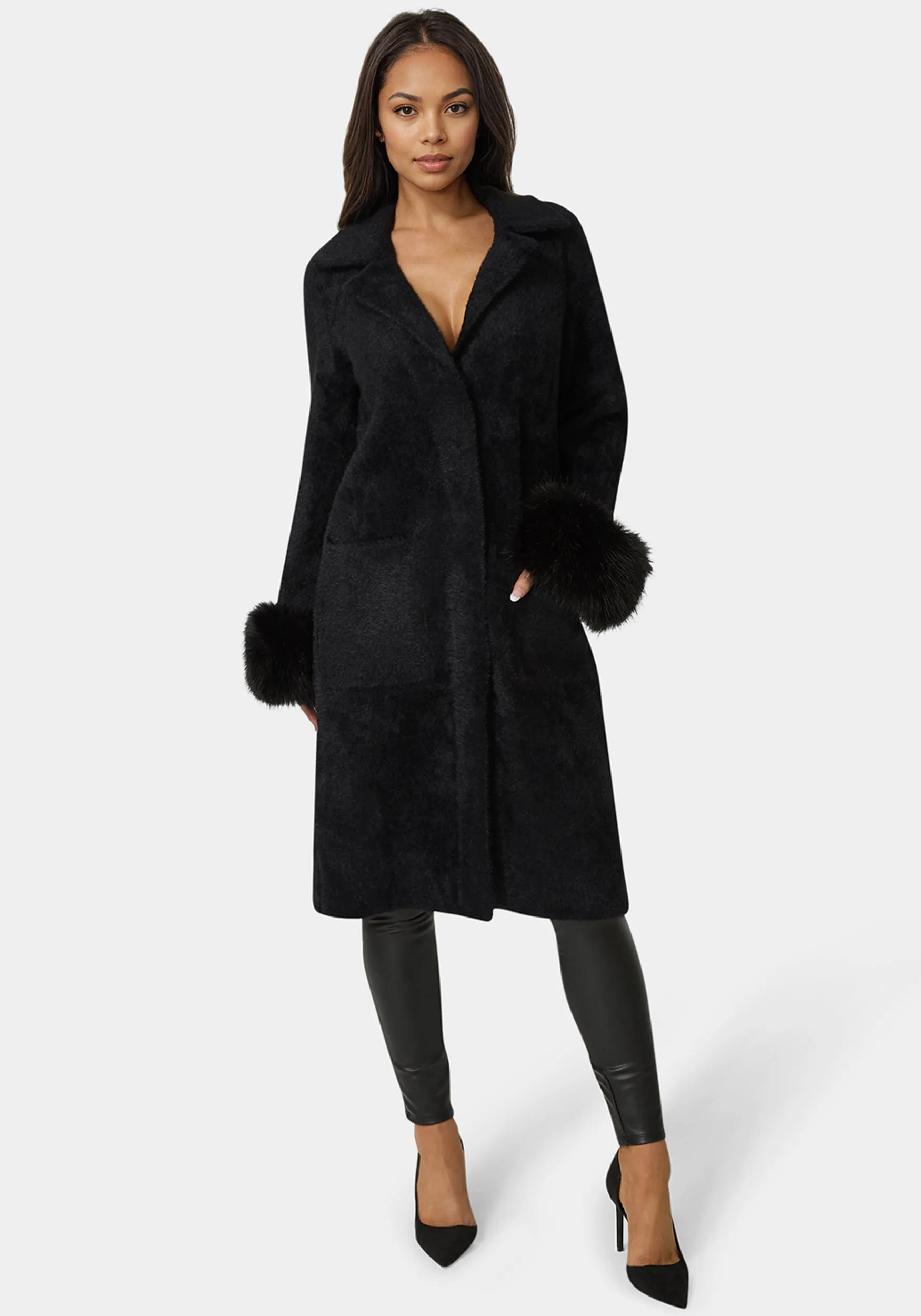 Faux Fur Collar And Cuff Long Coat sold by Bebe product image thumbnail 4