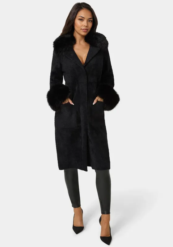 Faux Fur Collar And Cuff Long Coat sold by Bebe