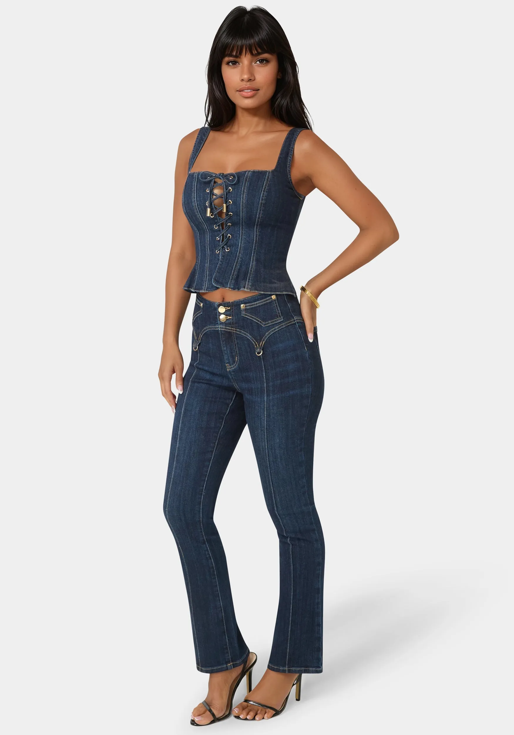 Lace Up Corset Denim Top sold by Bebe product image thumbnail 2