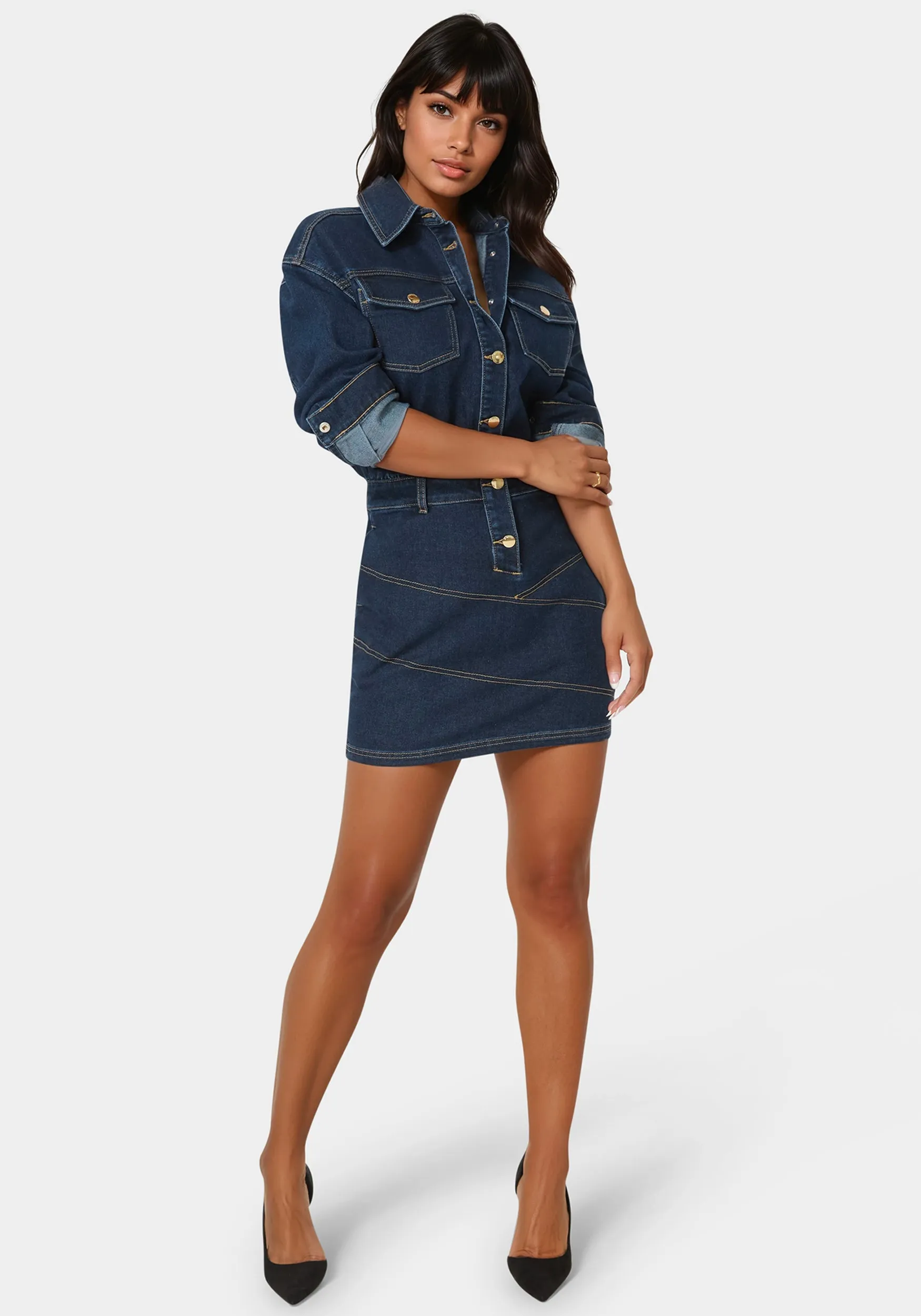 Shirt Denim Mini Dress sold by Bebe