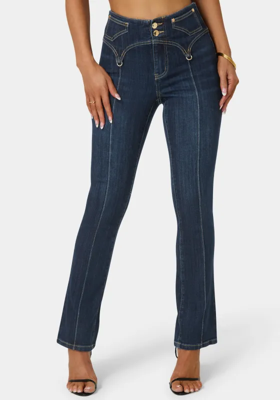 Natural Waist Mini Bootcut Leg Jeans sold by Bebe