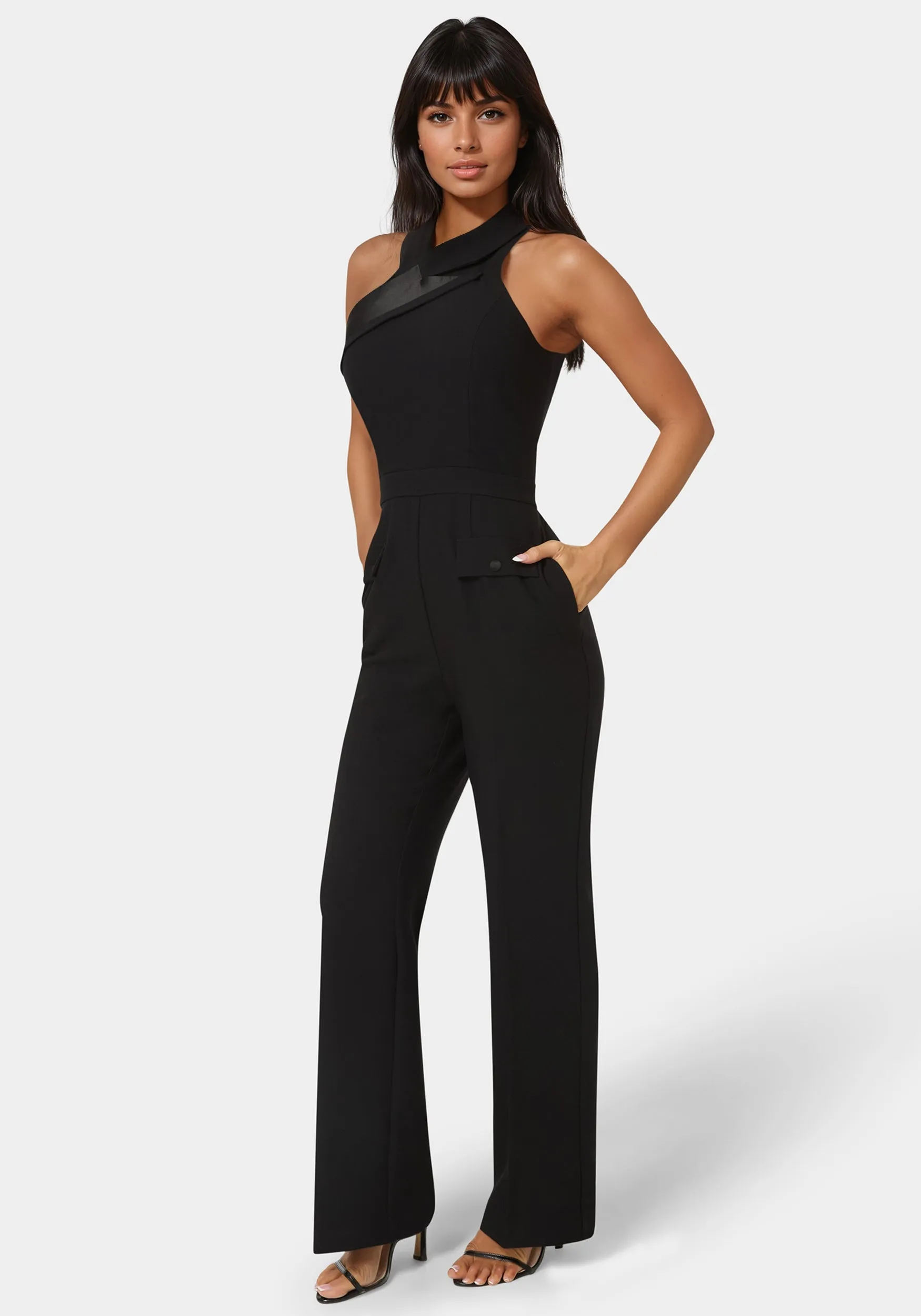 Tuxedo Straight Flared Leg Jumpsuit sold by Bebe product image thumbnail 2