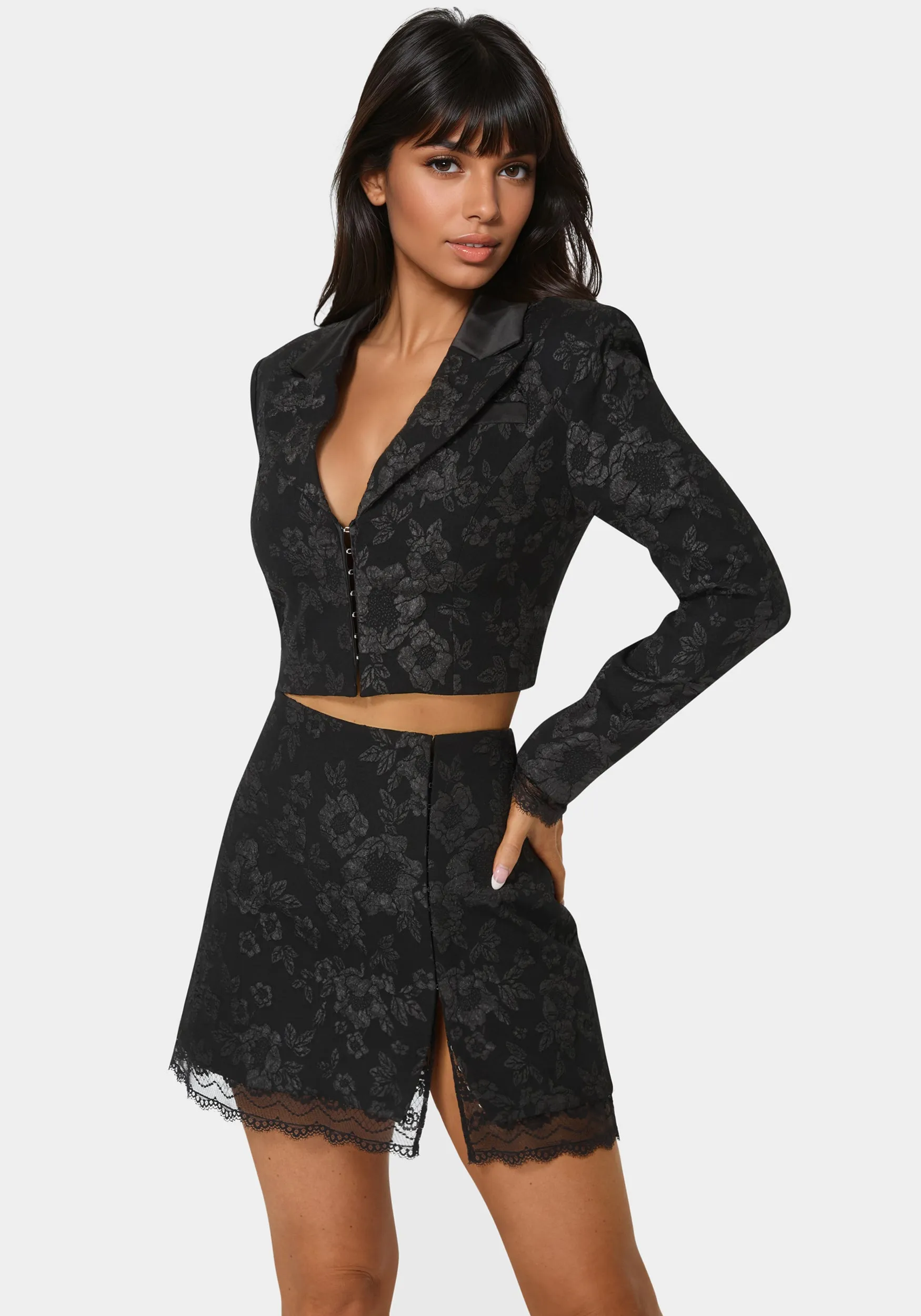 Tailored Floral Jacquard Blazer sold by Bebe product image thumbnail 3