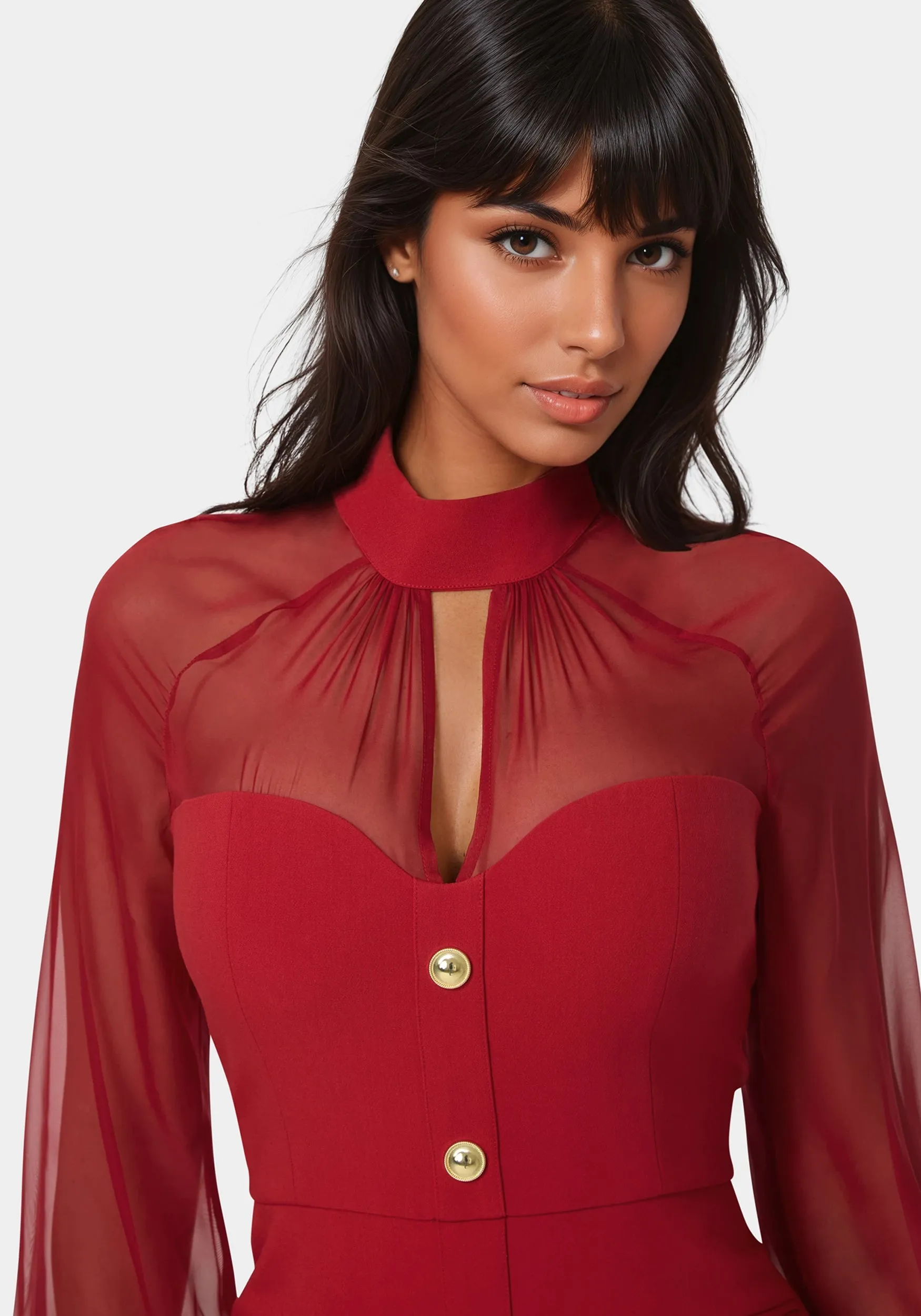 Mixed Media Long Sleeve Romper sold by Bebe product image thumbnail 4