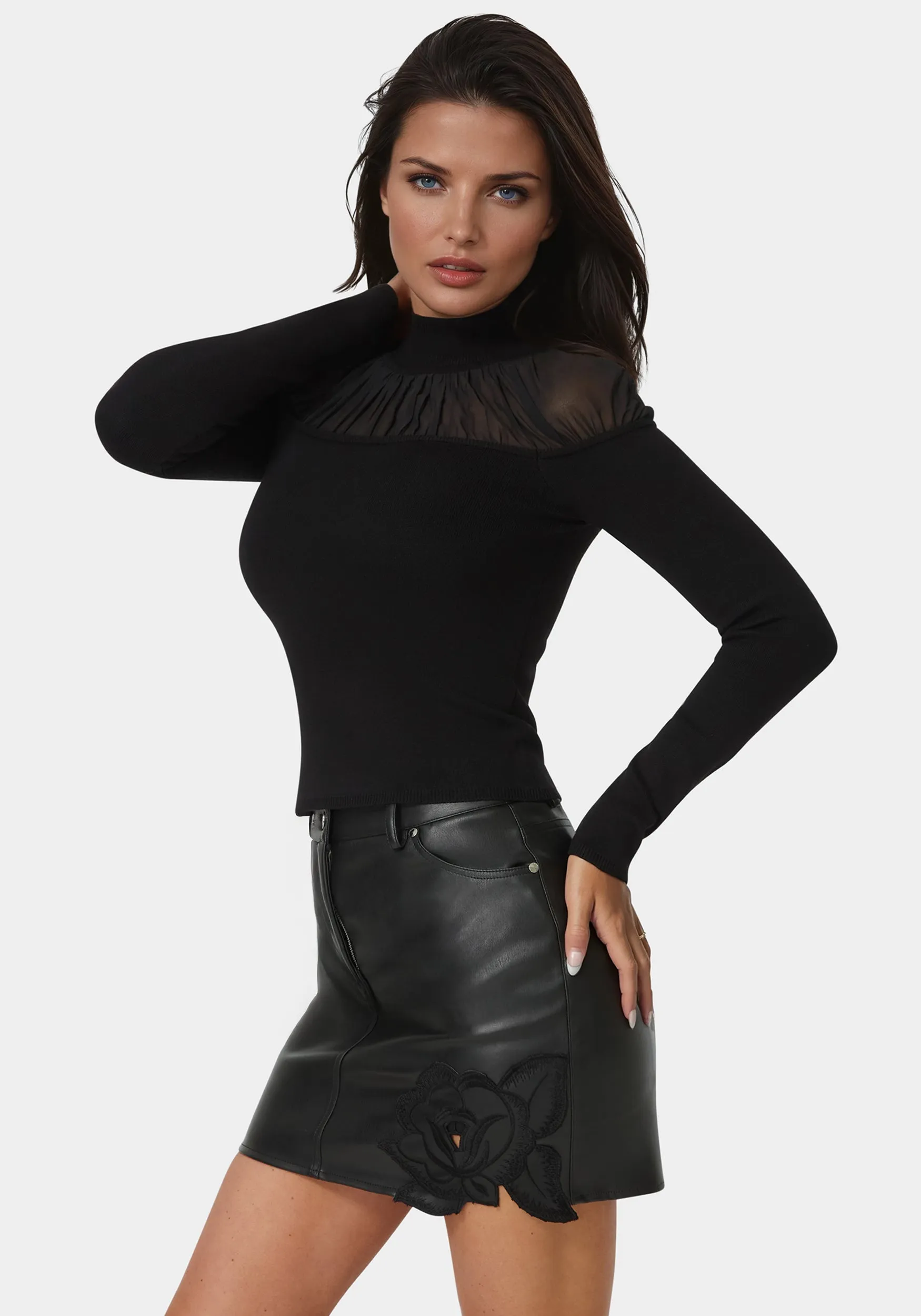 Mesh Insert Long Sleeve Sweater sold by Bebe product image thumbnail 2