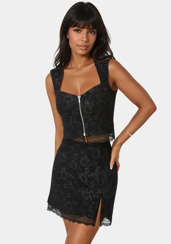 Floral Jacquard Corset Top sold by Bebe