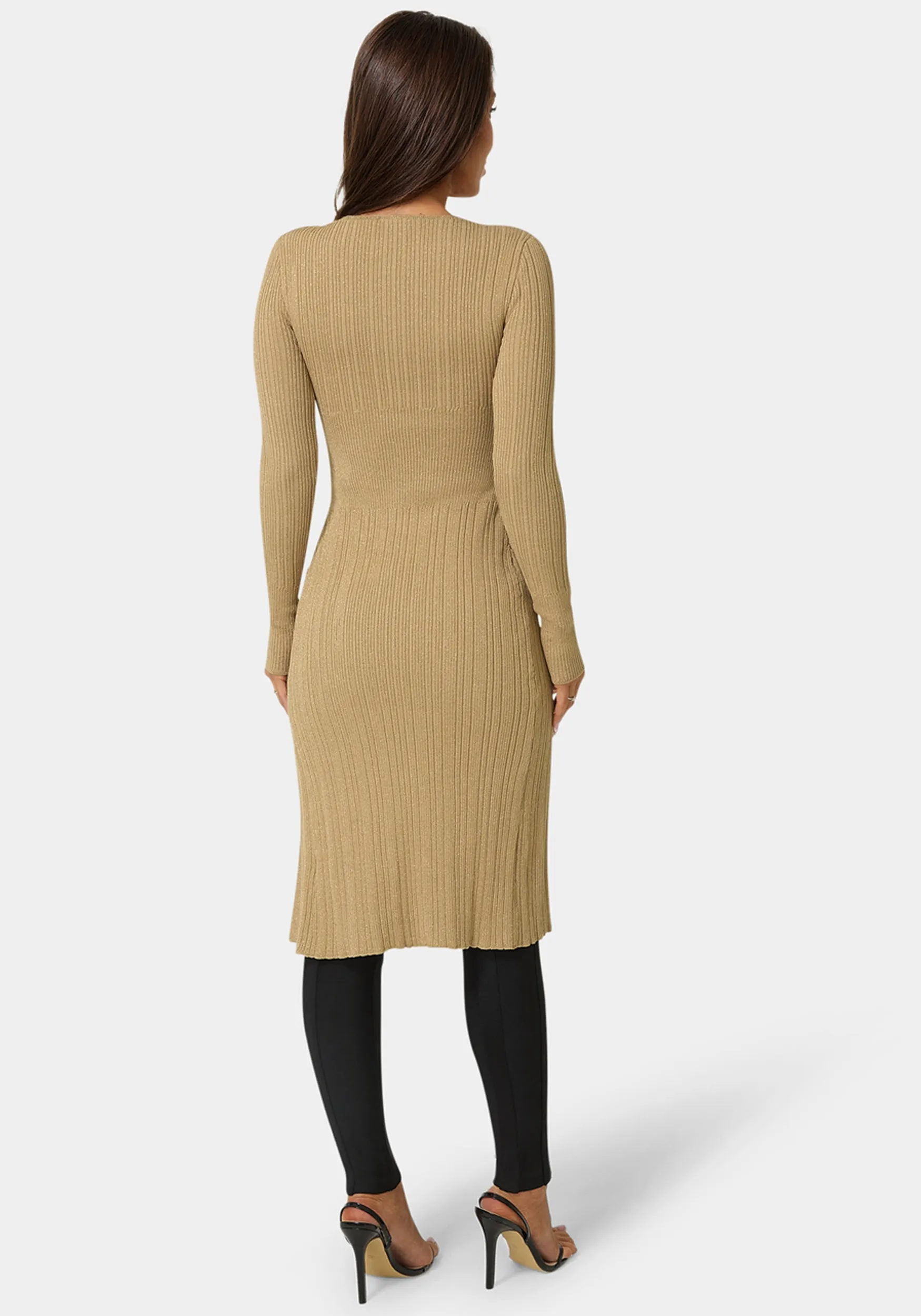 Long Body Side Slit Lurex Sweater Top sold by Bebe product image thumbnail 3