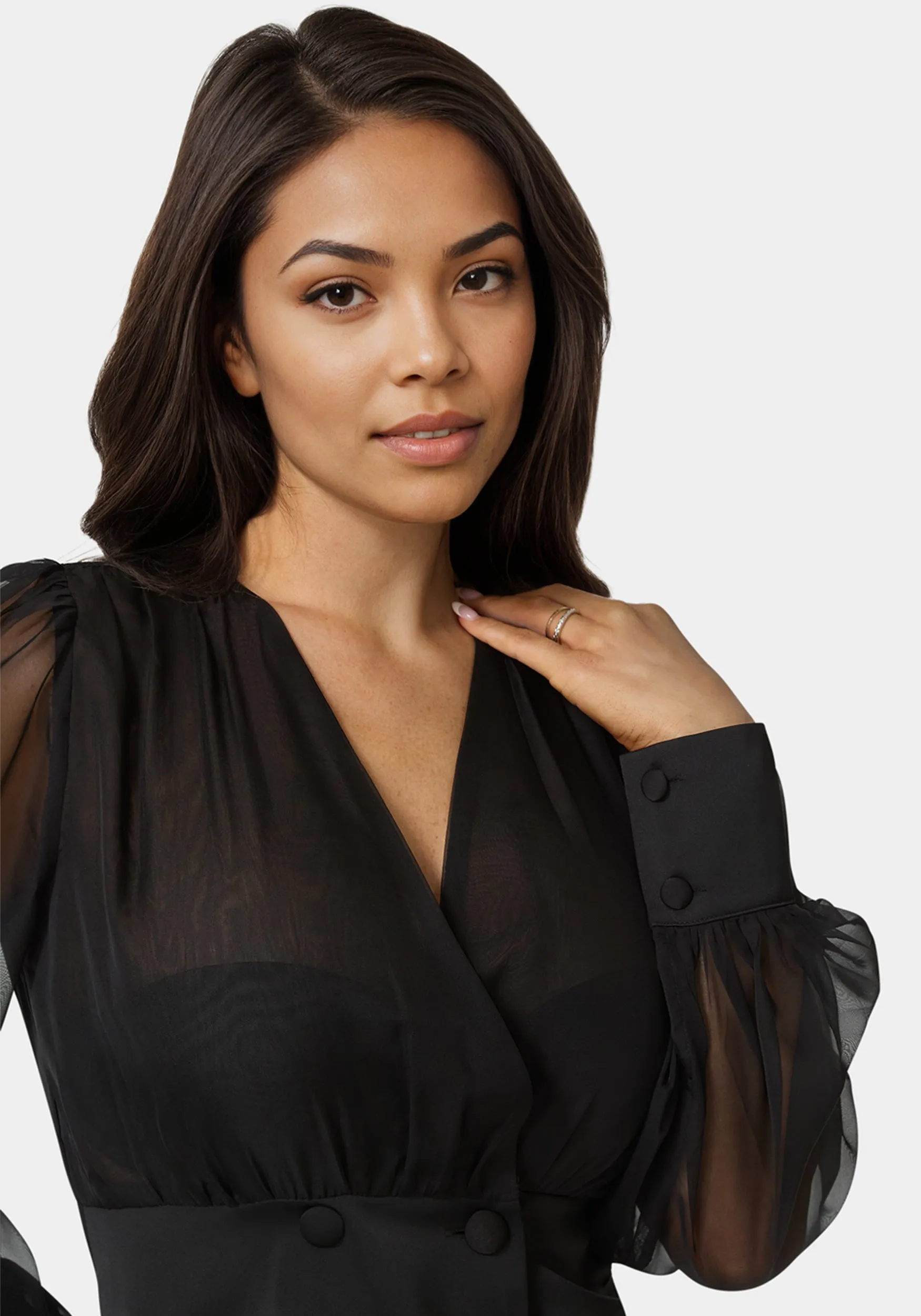 Wrap Tuxedo Look Blouse sold by Bebe product image thumbnail 4