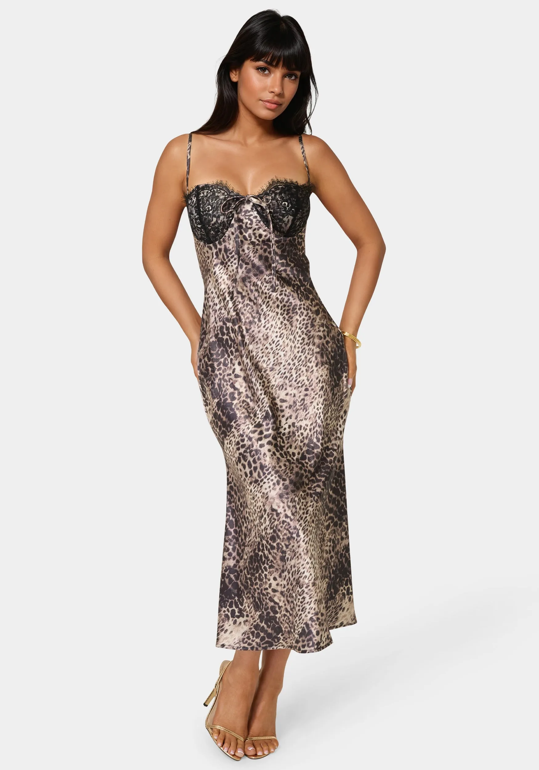 Satin Maxi With Lace Cups sold by Bebe