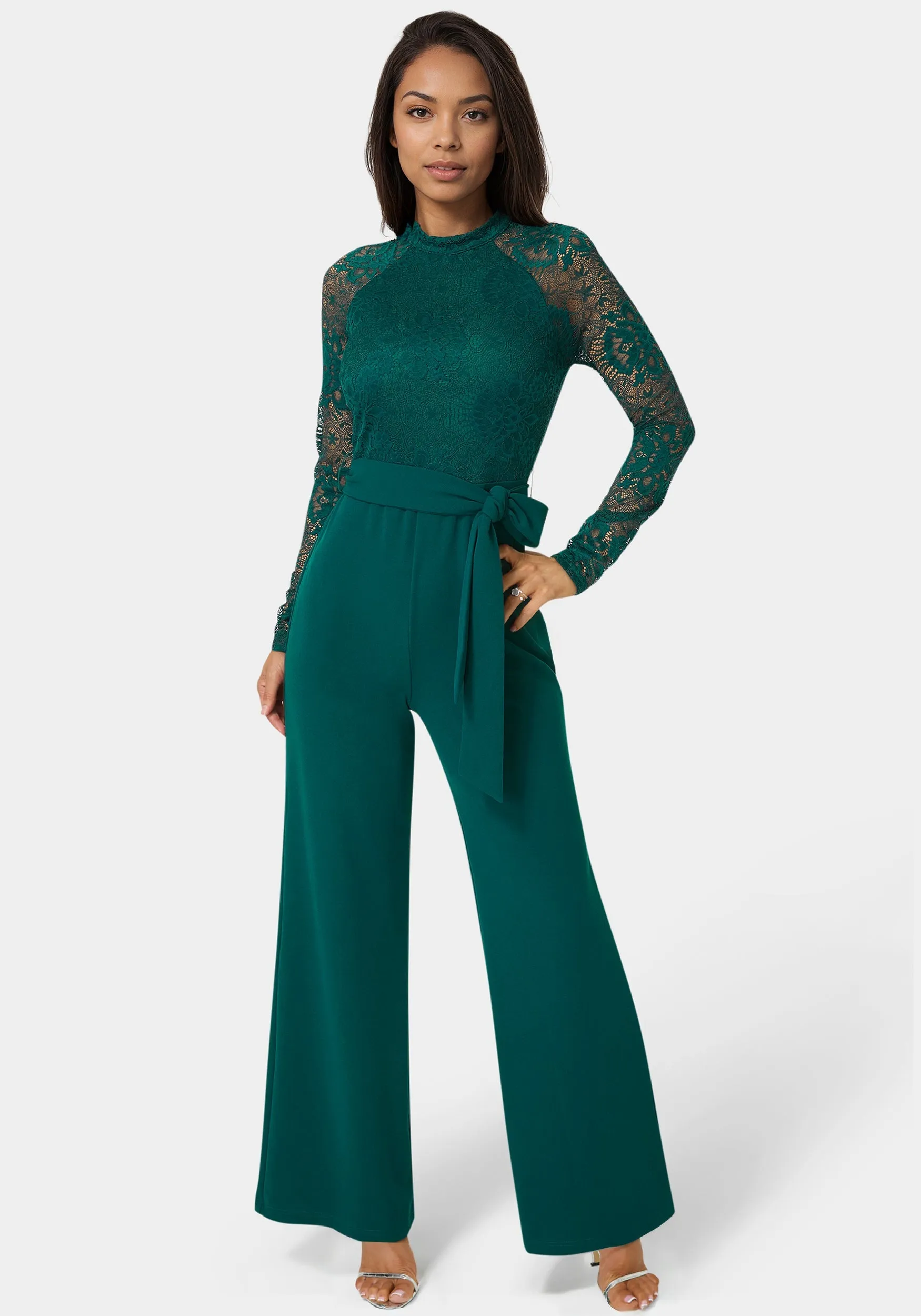 Lace Bodice Straight Leg Jumpsuit sold by Bebe