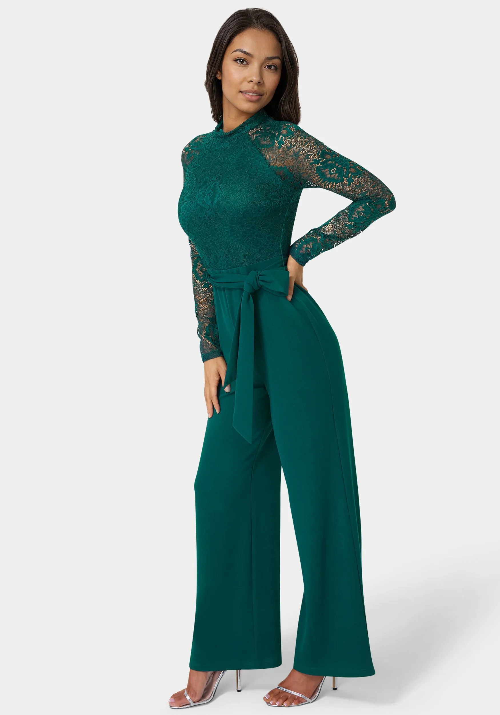 Lace Bodice Straight Leg Jumpsuit sold by Bebe product image thumbnail 2