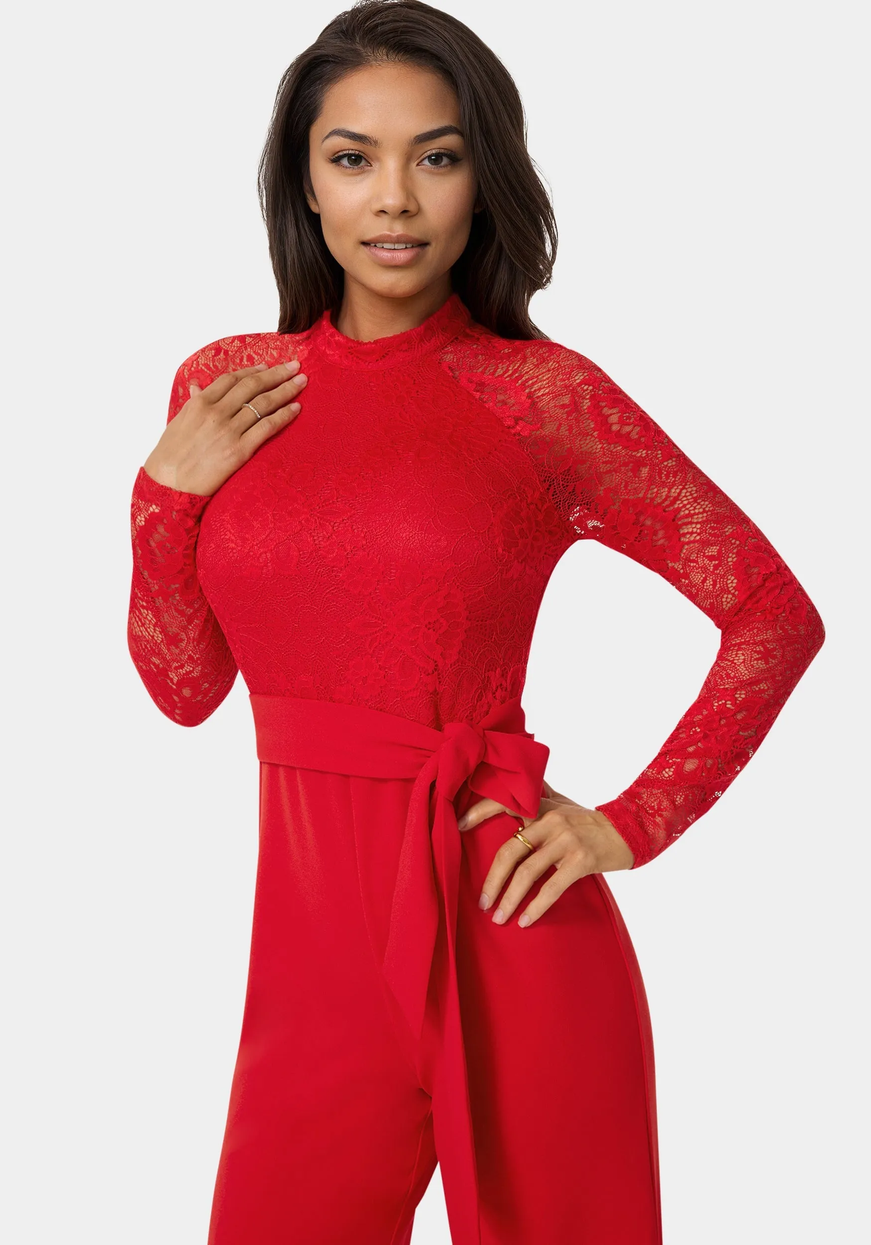Lace Bodice Straight Leg Jumpsuit sold by Bebe product image thumbnail 4